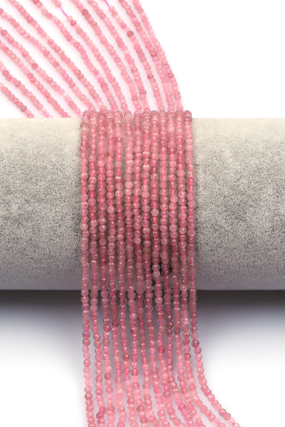 Pembe Kuvars Doğal Taş Dizi 2 mm Fasetli Küre Kesim - DZ-1569