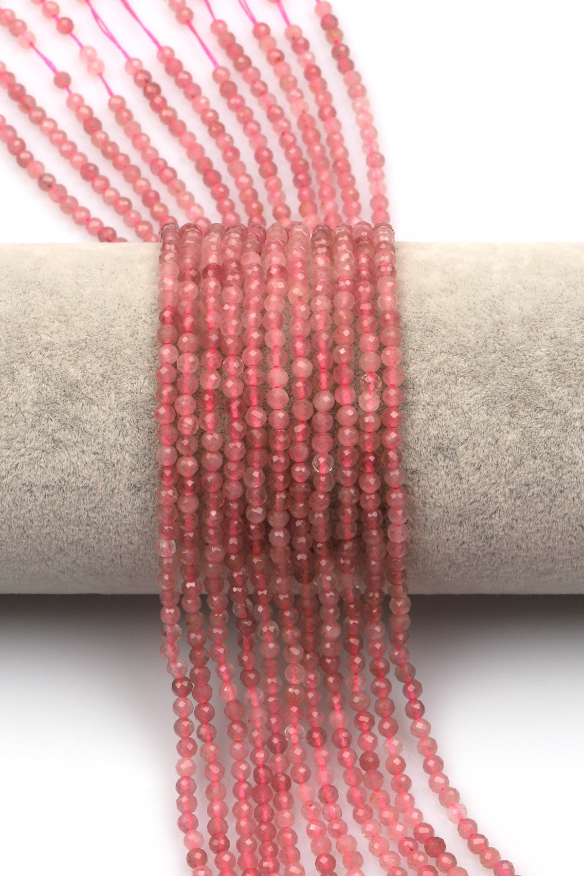 Pembe Kuvars Doğal Taş Dizi 3 mm Fasetli Küre Kesim - DZ-1315