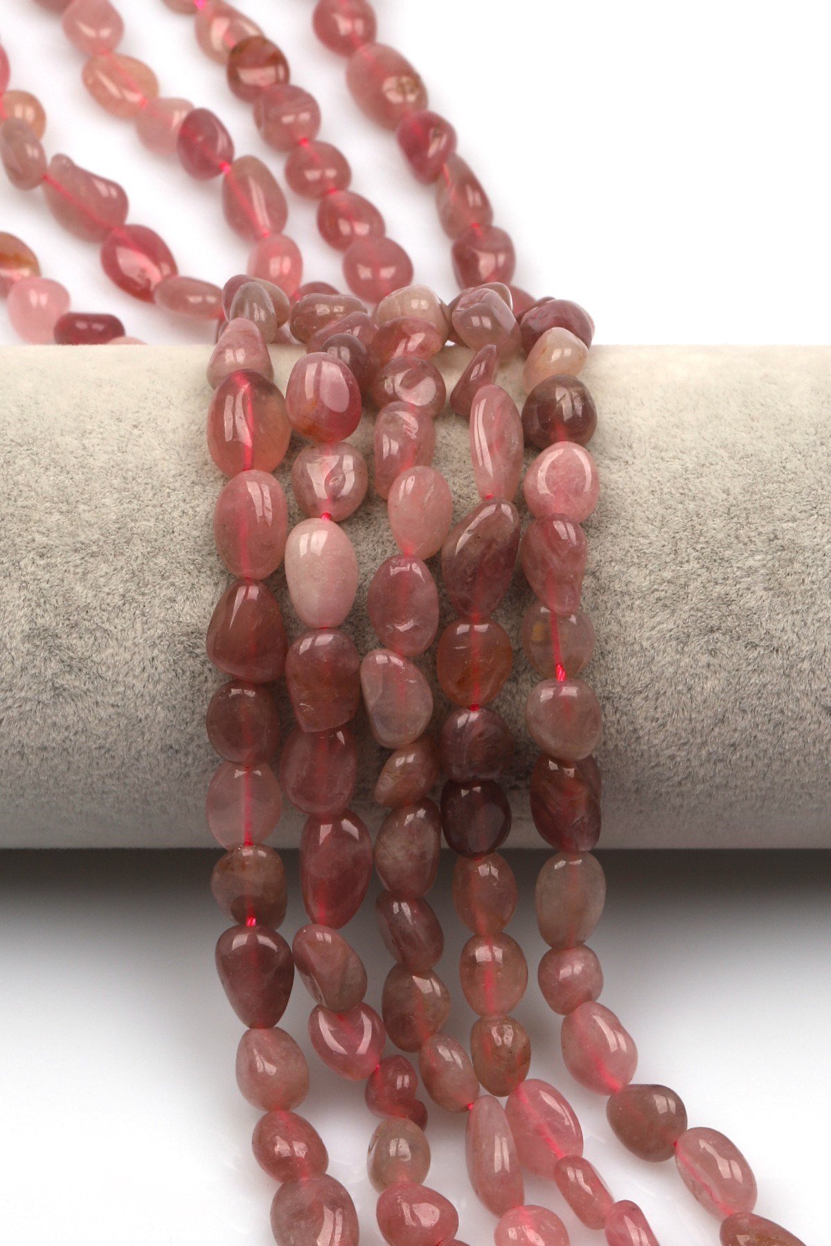 Pembe Kuvars Doğal Taş Dizi 7 x 11 mm Mercimek Kesim - DZ-1223