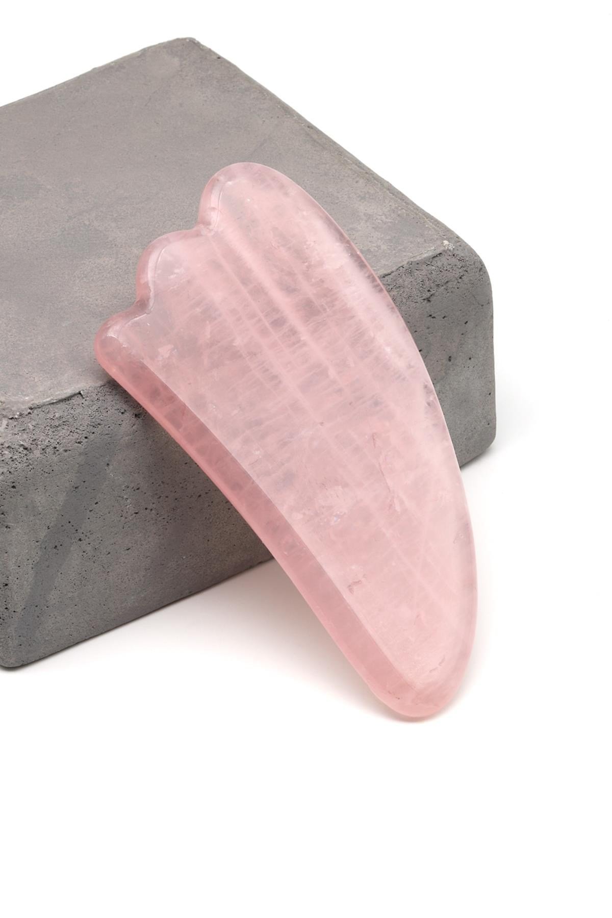 Pembe Kuvars Doğal Taş Gua Sha Yüz Masaj Taşı