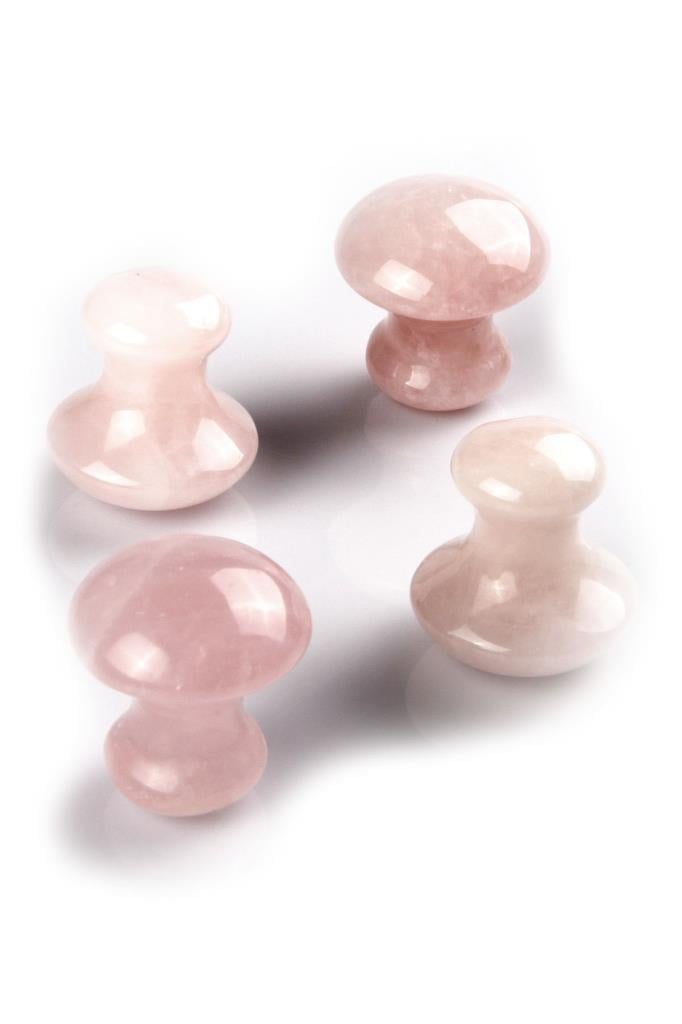 Pembe Kuvars Doğal Taş Mantar Şekilli Masaj Taşı 