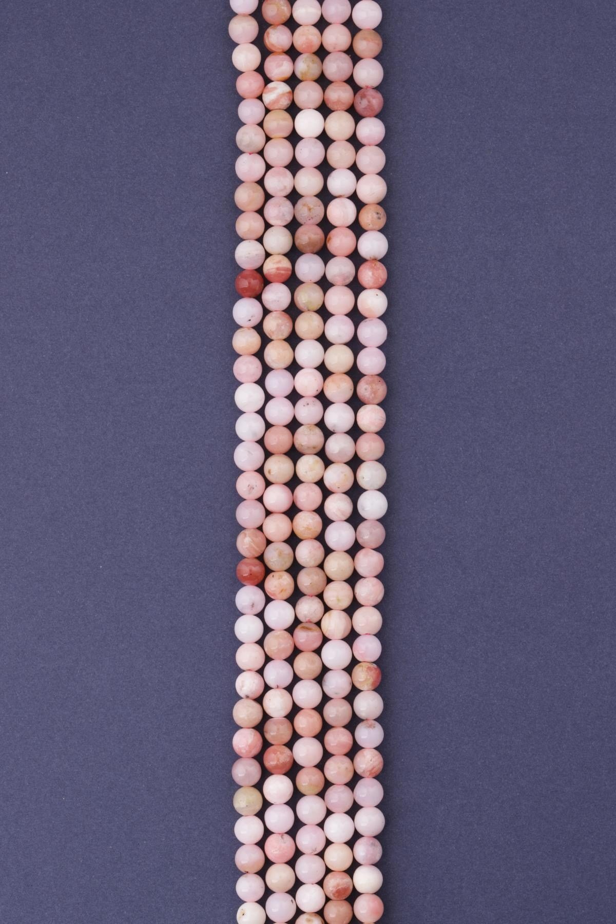 Pembe Opal Doğal Taş Dizi 6 mm Küre Kesim