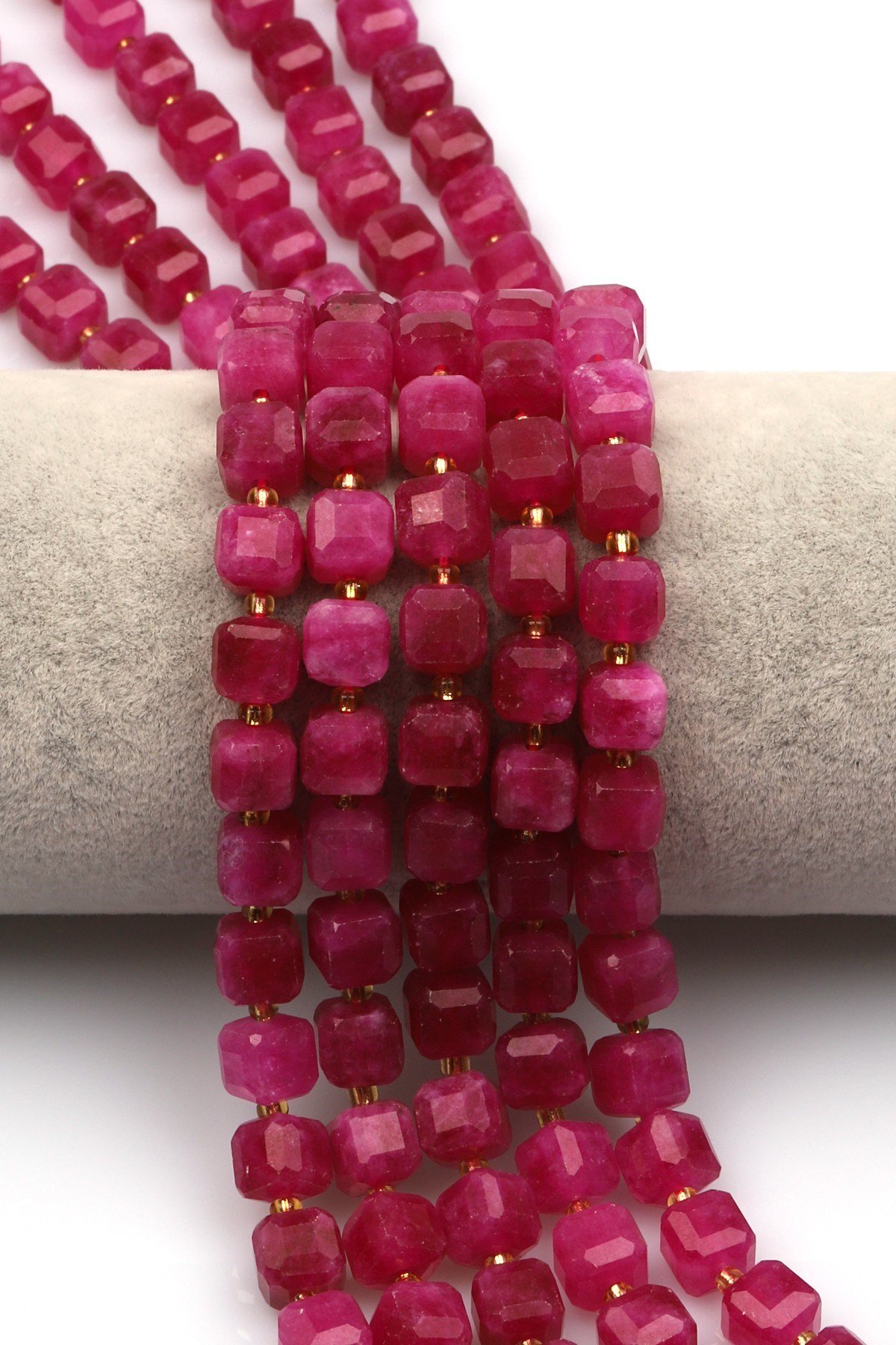 Pembe Renkli Kuvars Doğal Taş Dizi 8 mm Küp Kesim - DZ-1135