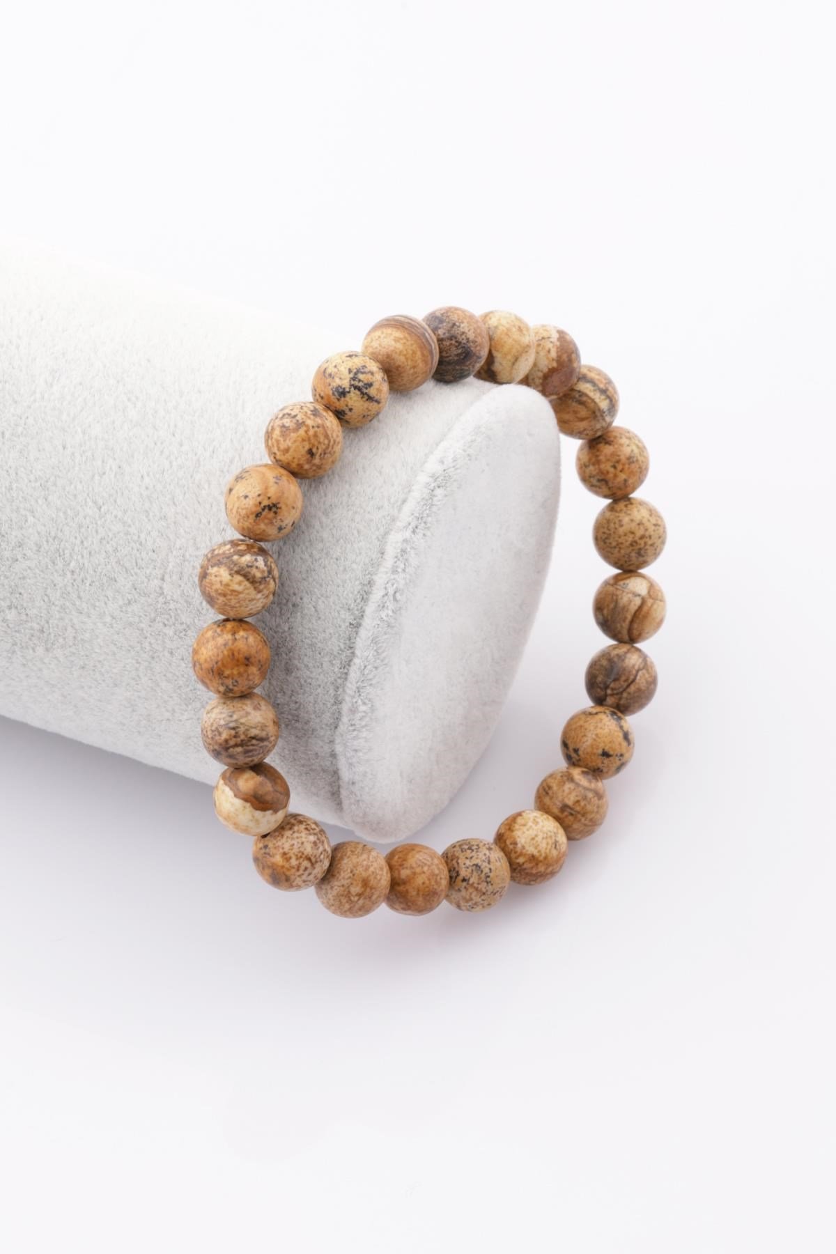 Picture Jasper Doğal Taş Bileklik 8 mm Küre Kesim