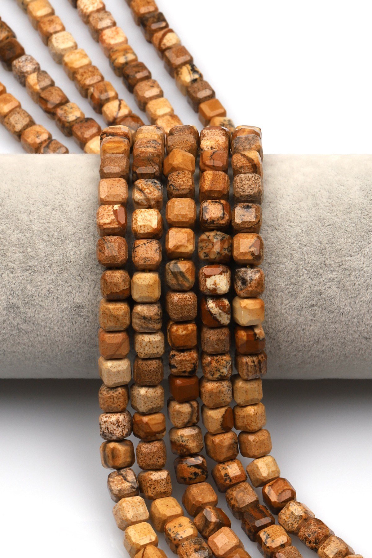 Picture Jasper Doğal Taş Dizi 6 mm Küp Kesim - DZ-1159