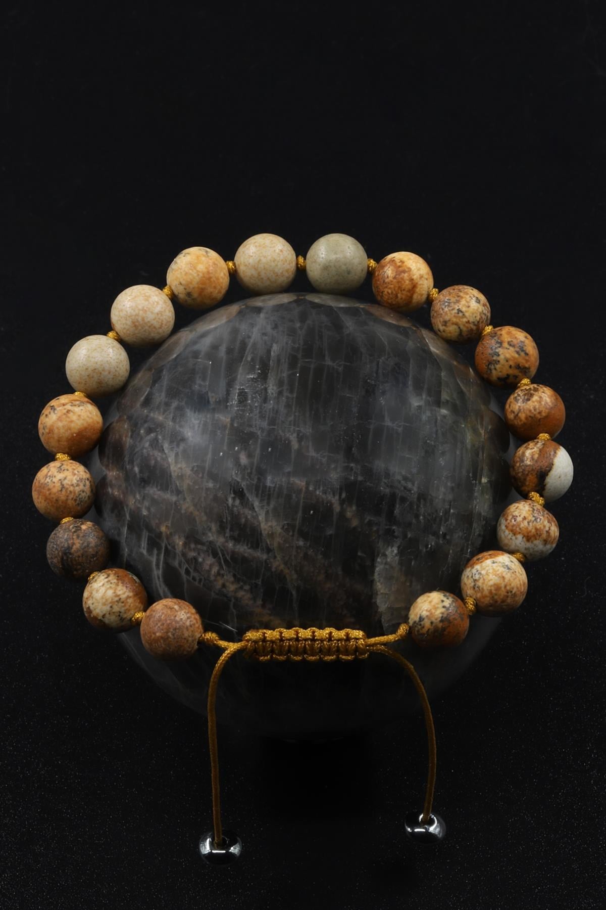 Picture Jasper Doğal Taş Makrome Örme Bileklik