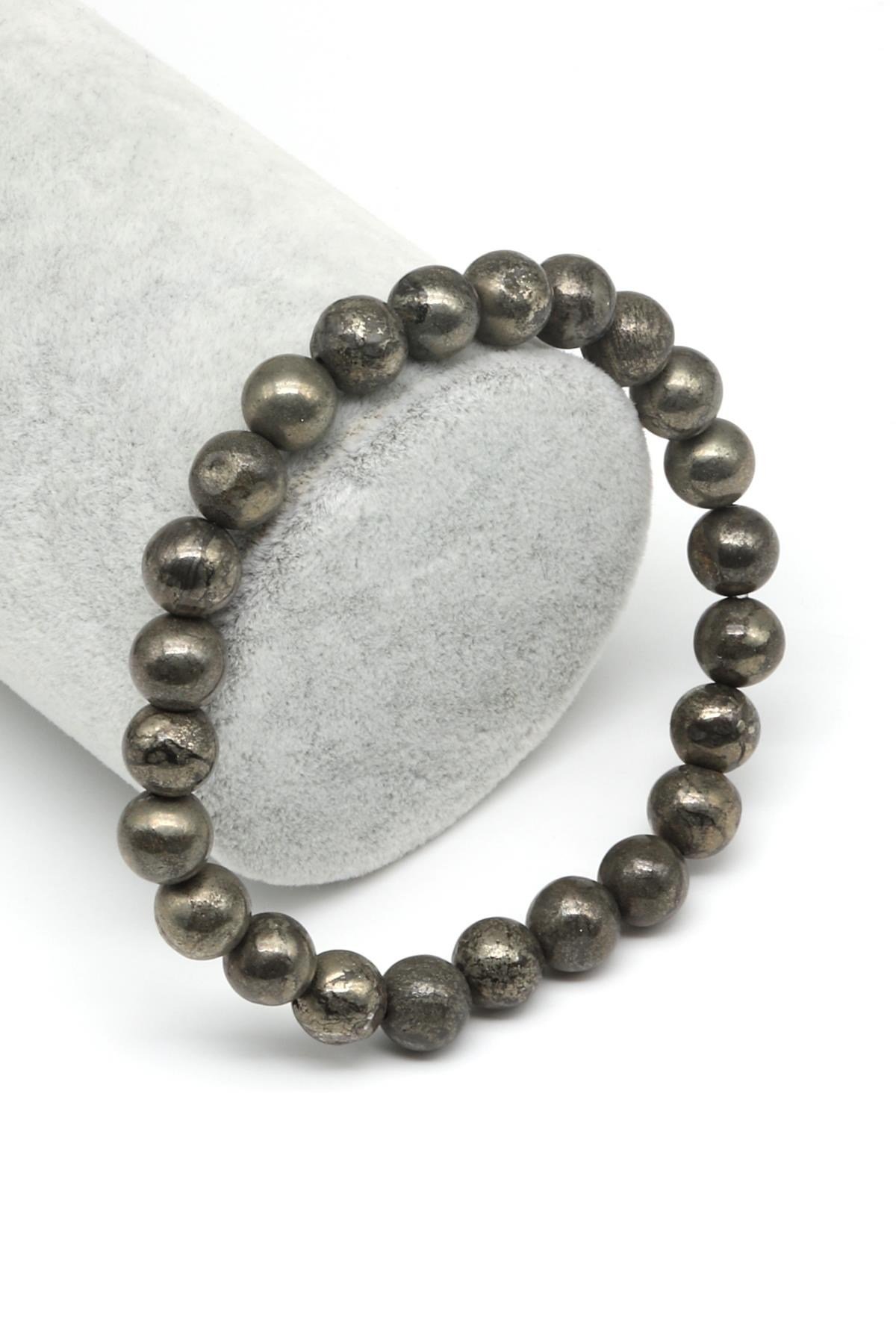 Pirit Doğal Taş Bileklik 8 mm Küre Kesim