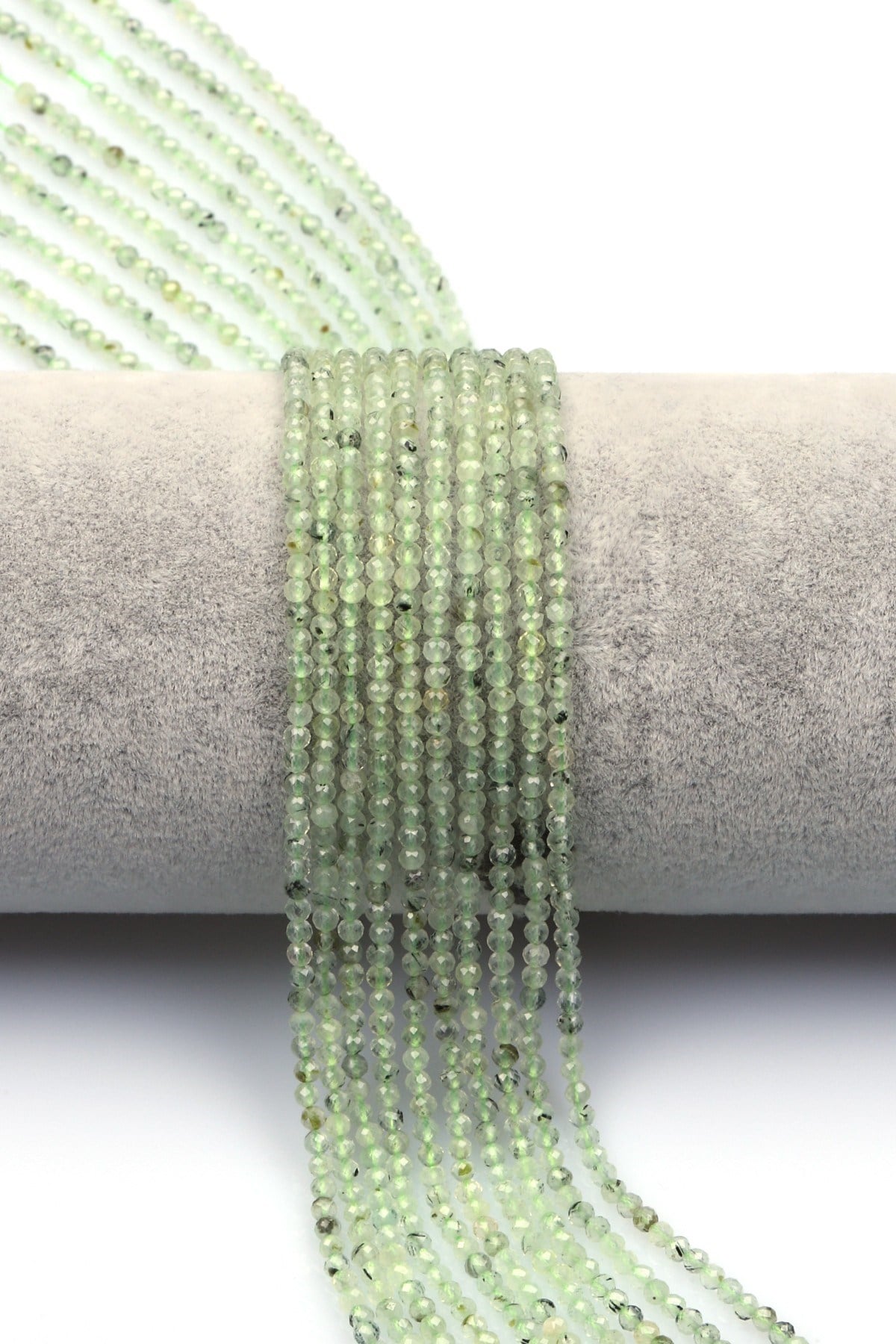 Prehnite Doğal Taş Dizi 2 mm Fasetli Küre Kesim - DZ-1576
