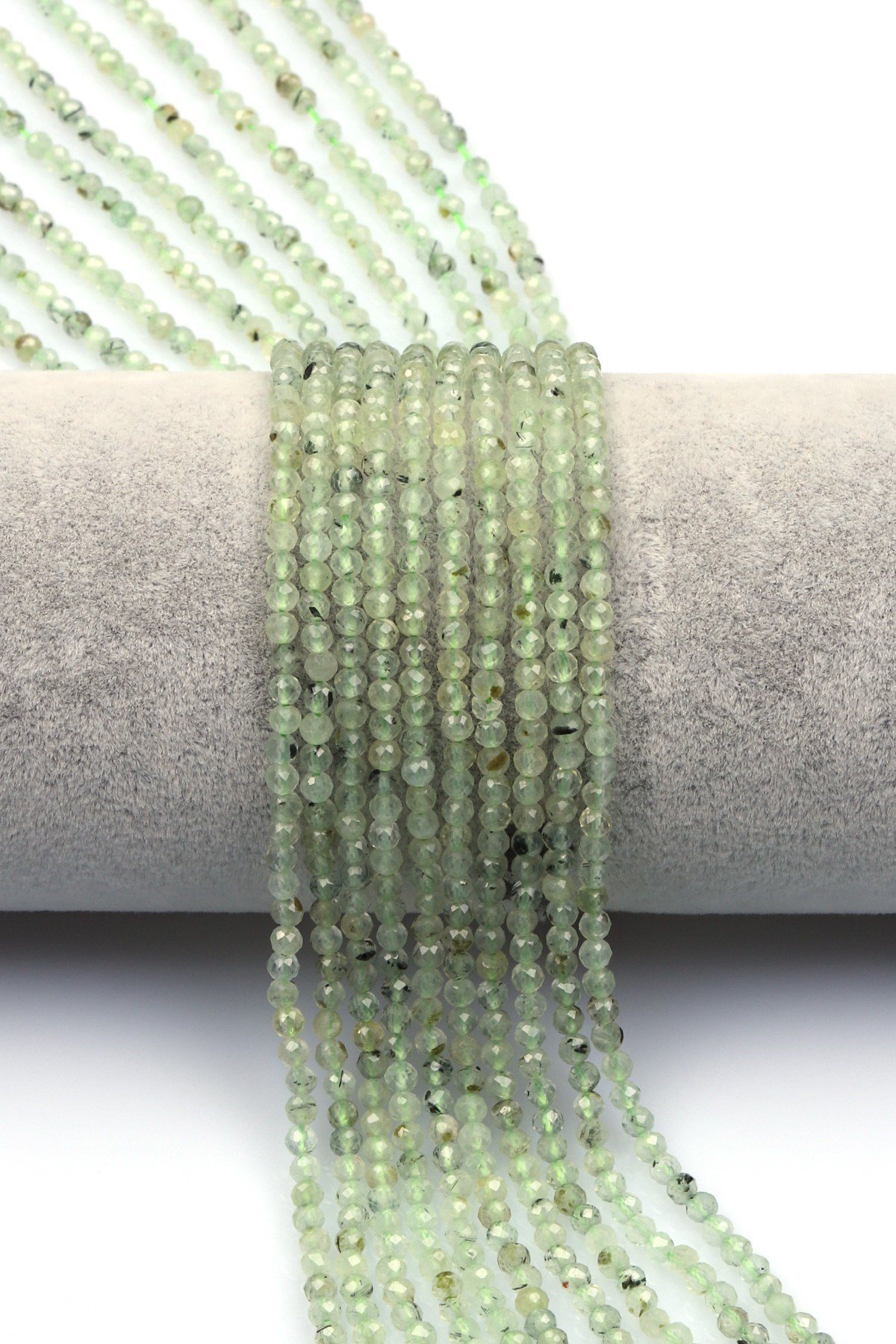 Prehnite Doğal Taş Dizi 3 mm Fasetli Küre Kesim - DZ-1557