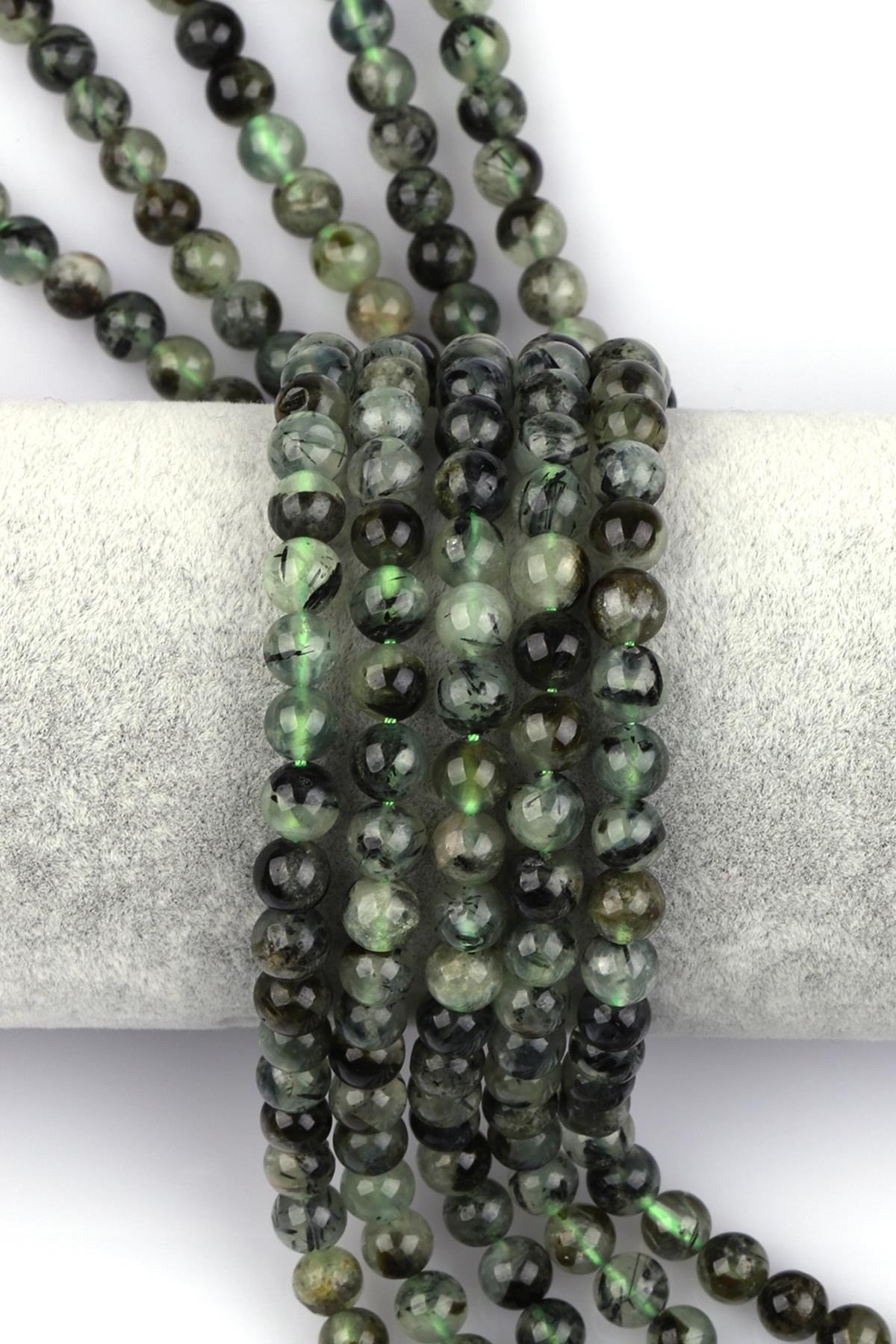 Prehnite Doğal Taş Dizi 6 mm Küre Kesim