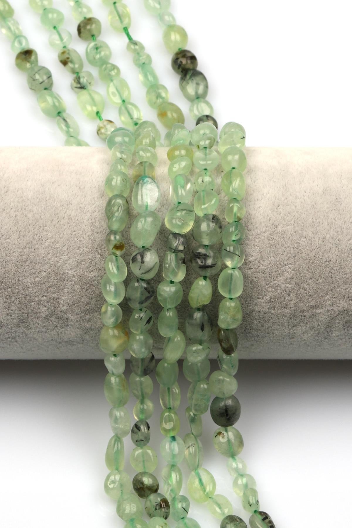 Prehnite Doğal Taş Dizi 6 x 8 mm Mercimek Kesim