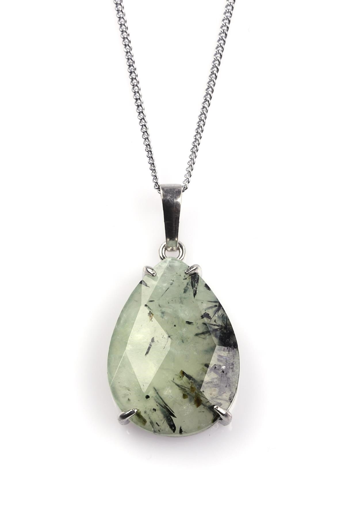 Prehnite Doğal Taş Kolye 