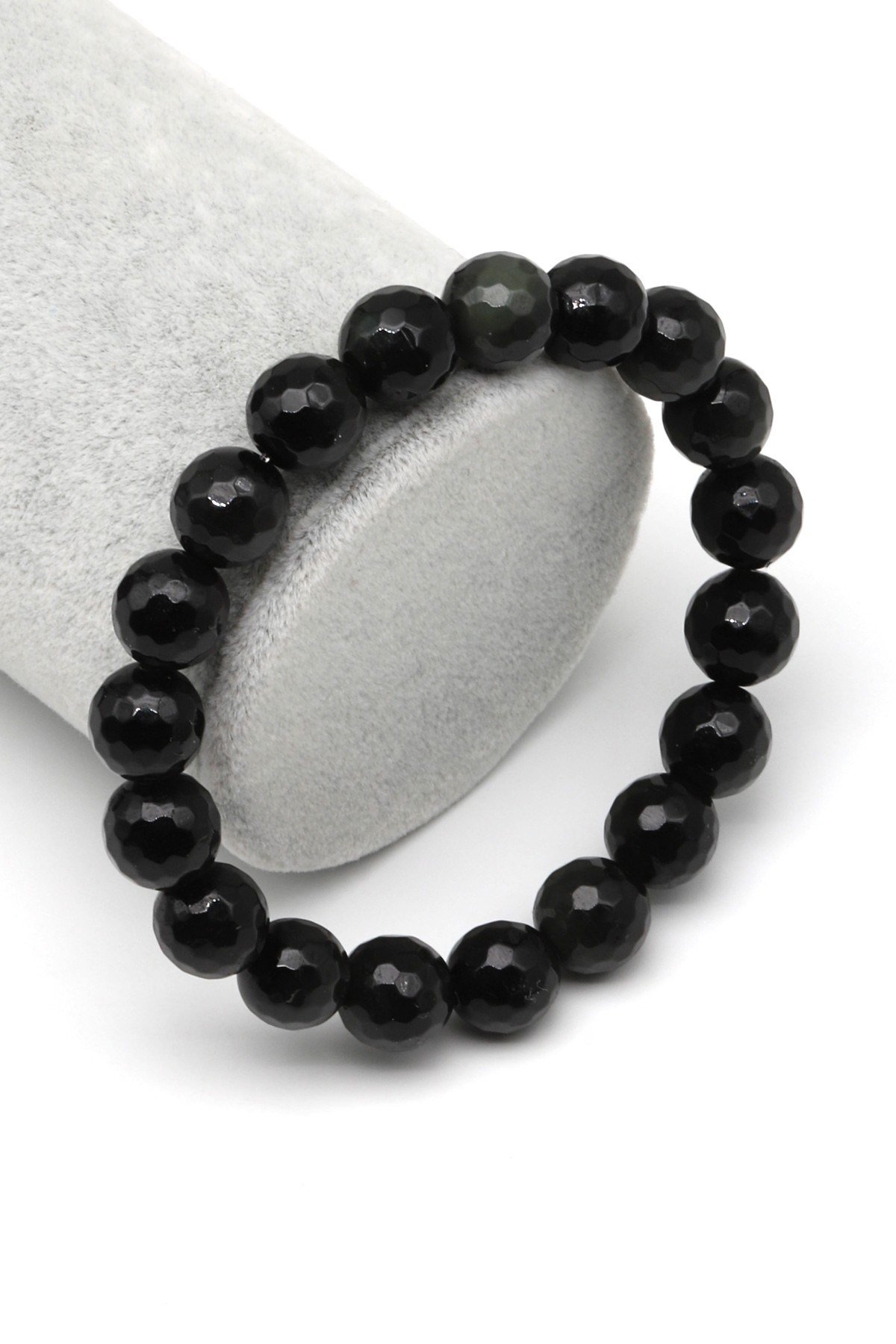 Rainbow Obsidyen Doğal Taş Bileklik 10 mm Fasetli Küre Kesim - BLK-2207