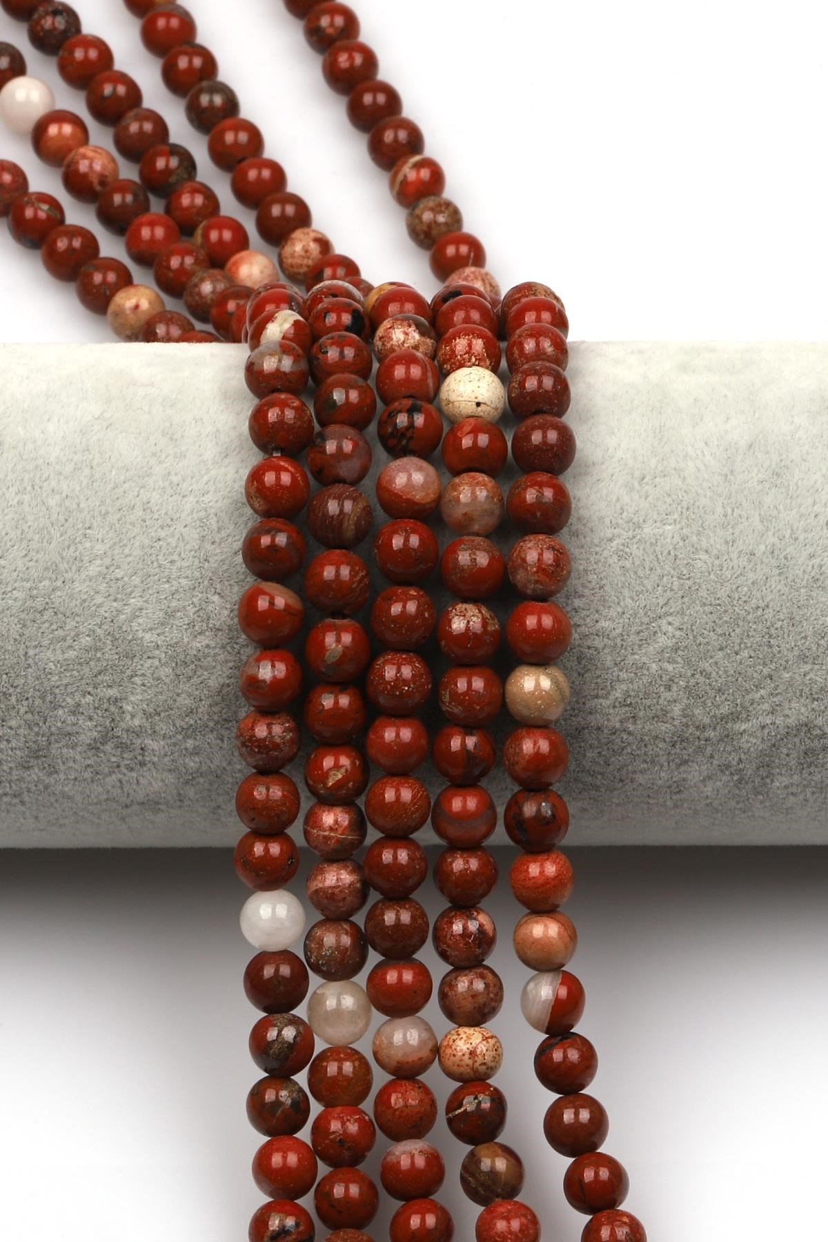 Red Jasper Doğal Taş Dizi 6 mm Küre Kesim