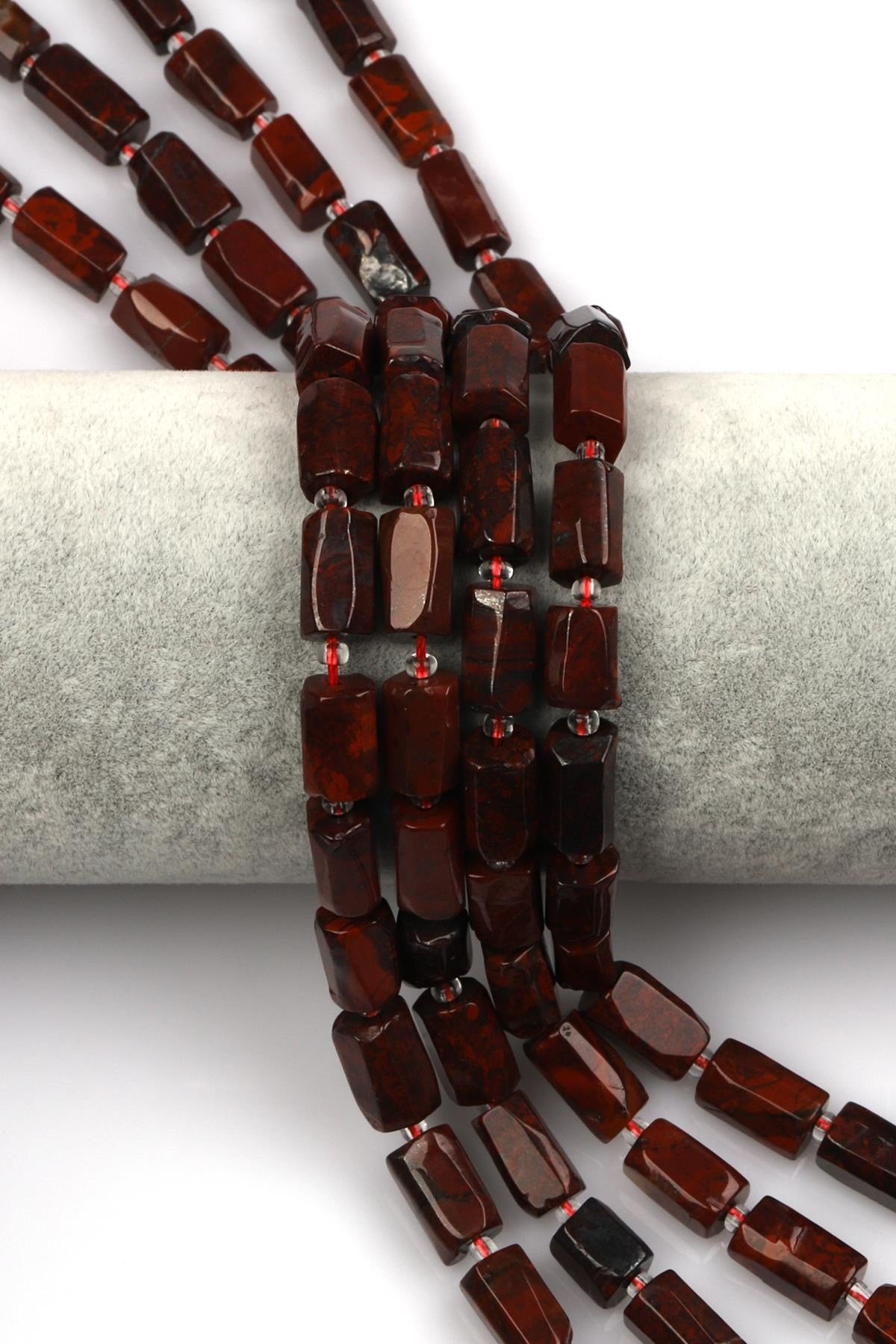 Red Jasper Doğal Taş Dizi 7 x 12 mm Boru Kesim