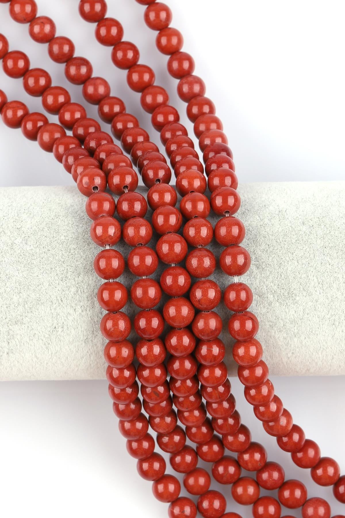 Red Jasper Doğal Taş Dizi 8 mm Küre Kesim