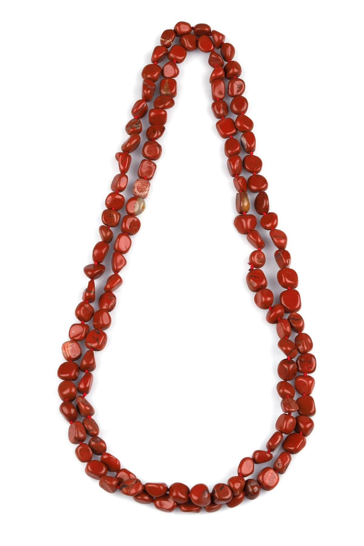 Red Jasper Doğal Taş Düğümlü Tımbıl Kolye