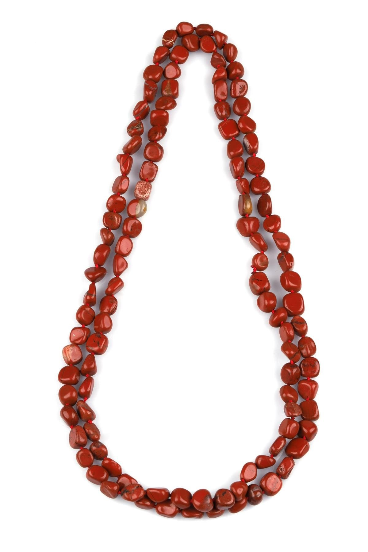 Red Jasper Doğal Taş Düğümlü Tımbıl Kolye