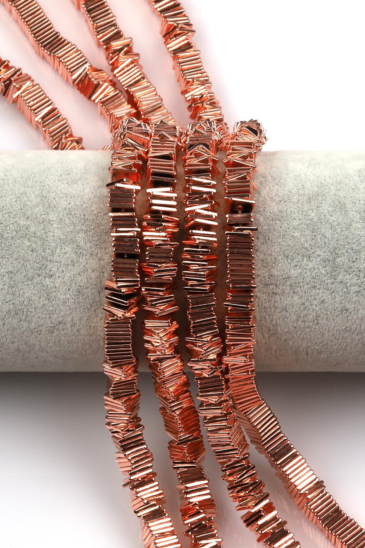 Rose Renkli Hematit Dizi 1 x 6 mm Pul Kesim