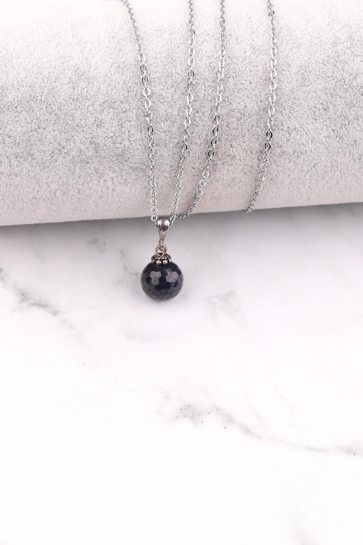 Safir Doğal Taş 925 Ayar Gümüş Kolye