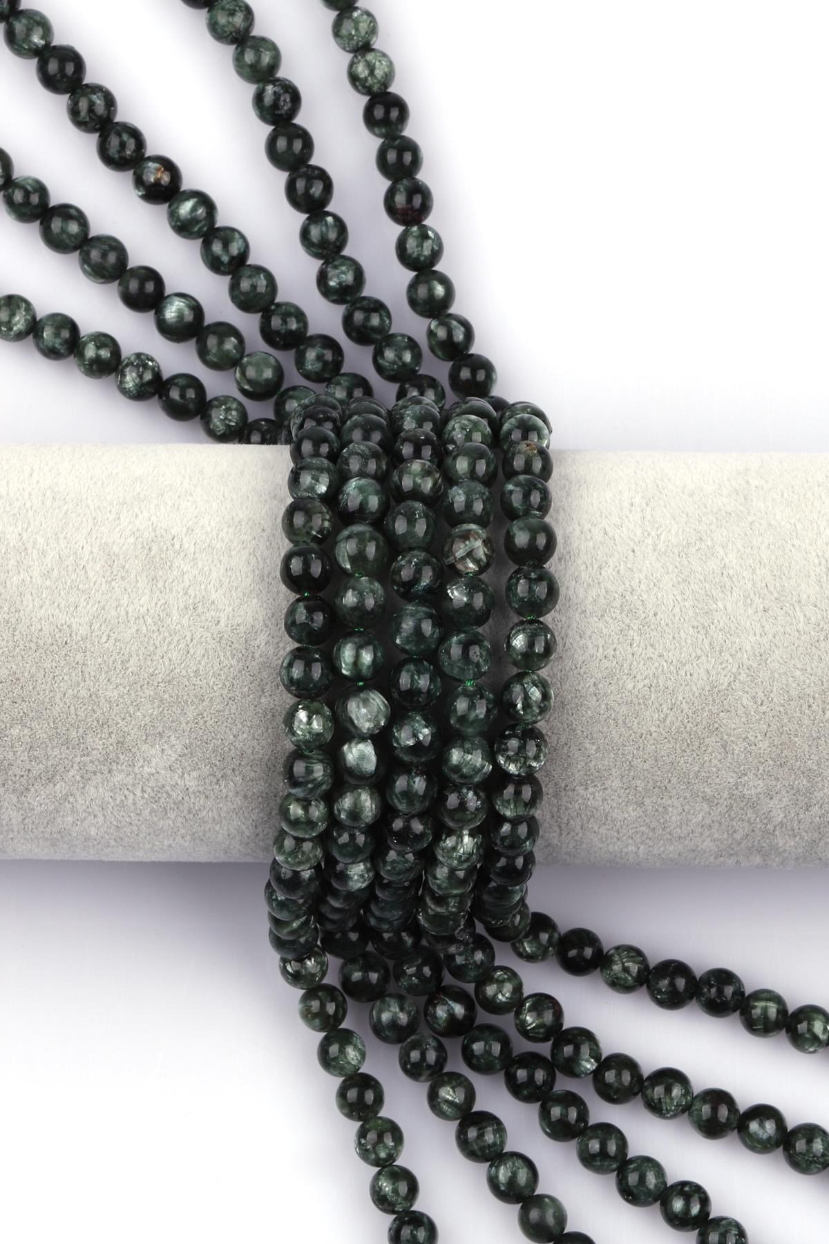 Serafinit ( Seraphinite ) Doğal Taş Dizi 8 mm Küre Kesim