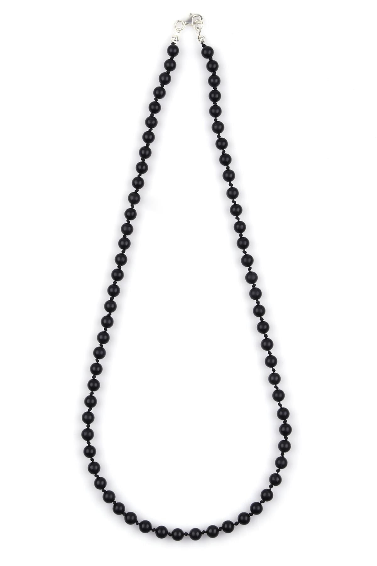 Shungite Doğal Taş 6 mm Düğümlü Kolye