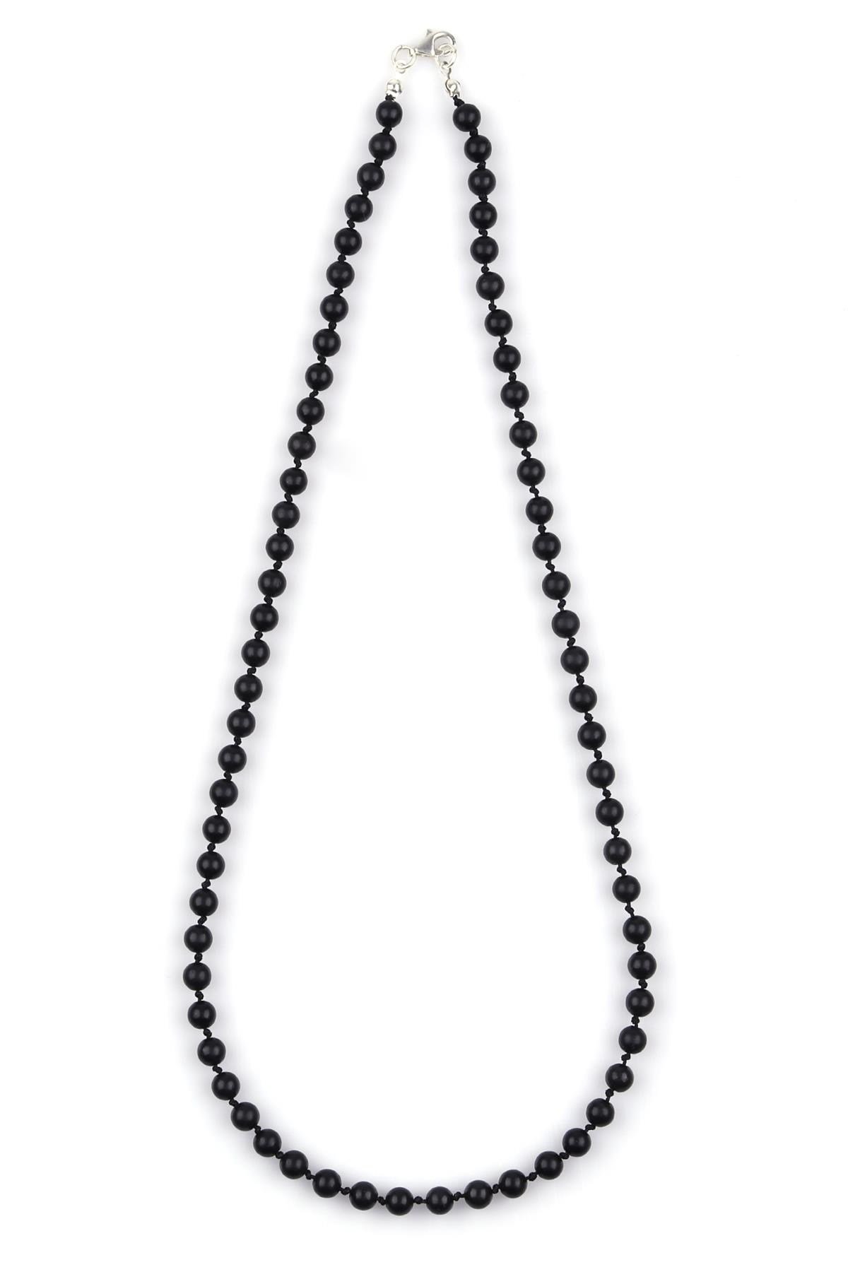 Shungite Doğal Taş 6 mm Düğümlü Kolye