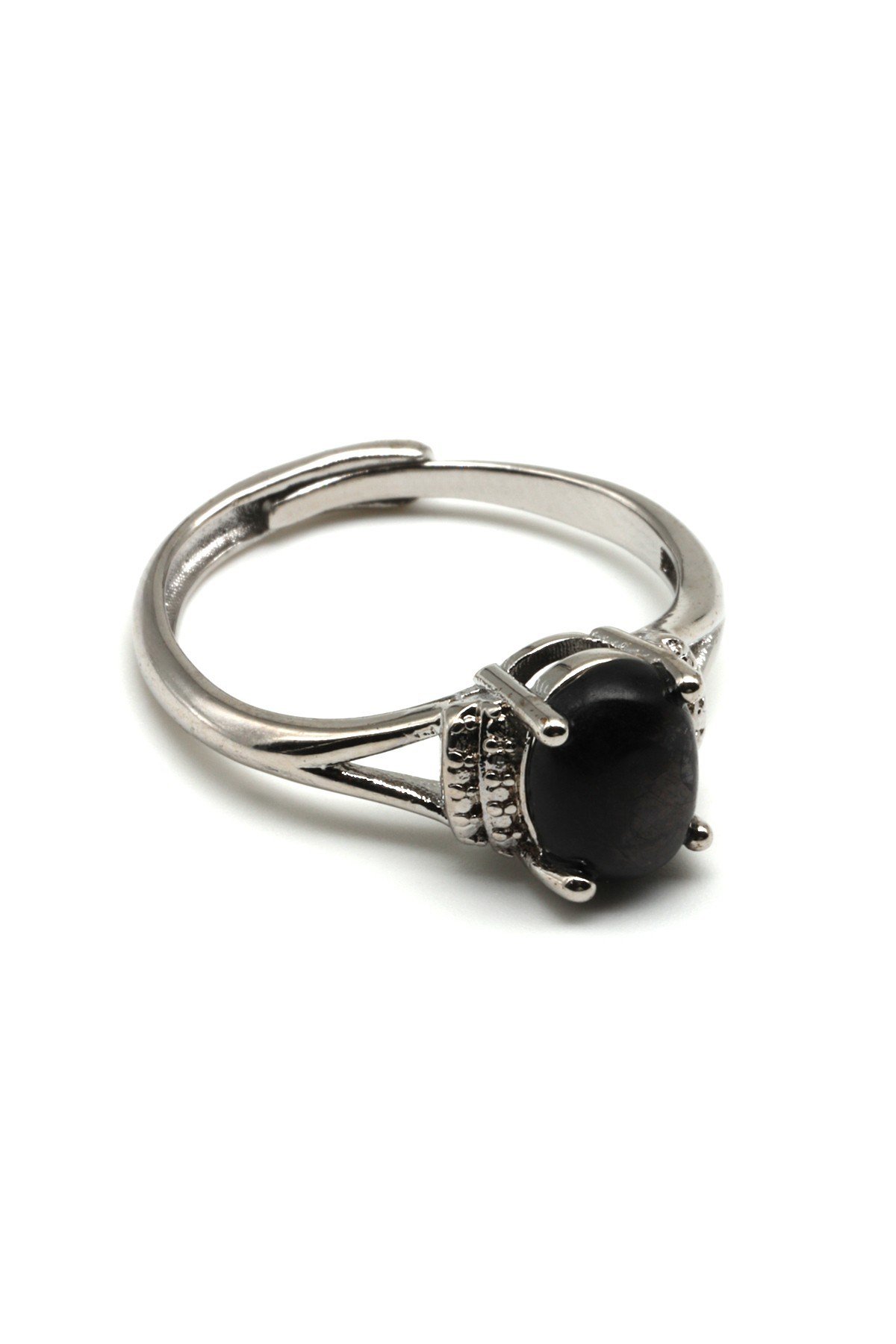 Silver Obsidyen Doğal Taş Ayarlanabilir Yüzük - YZK-0142