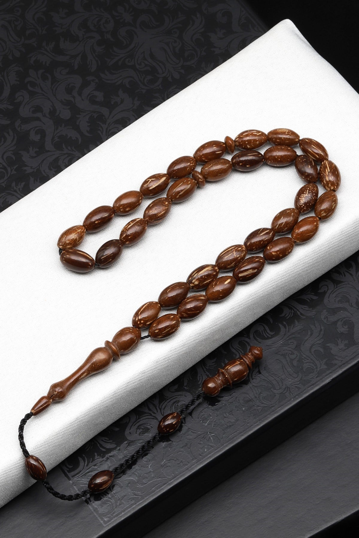 Sırçalı Kuka Ağacı Tesbih 6 x 10 mm Beyzi Kesim - T-1829