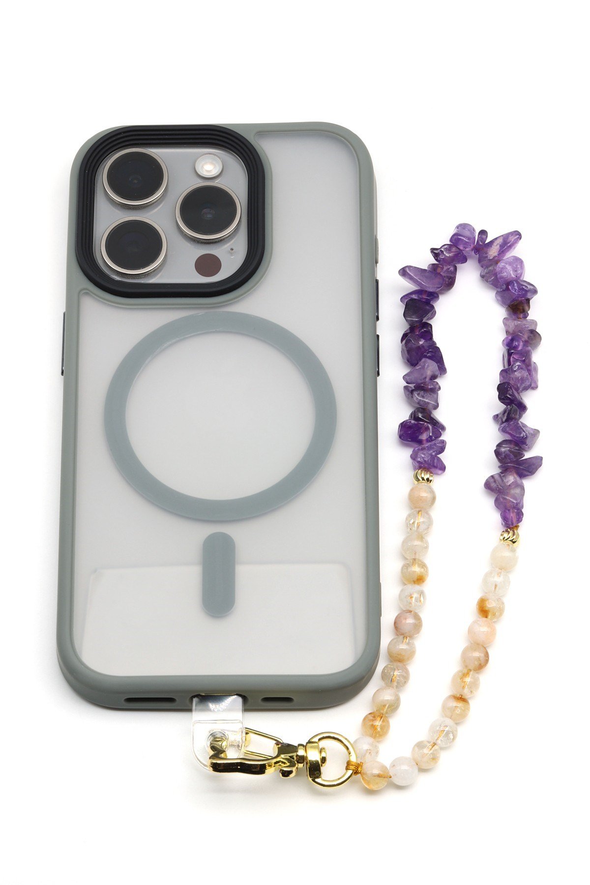 Sitrin-Ametist Doğal Taş Telefon Askısı - ANH-0135