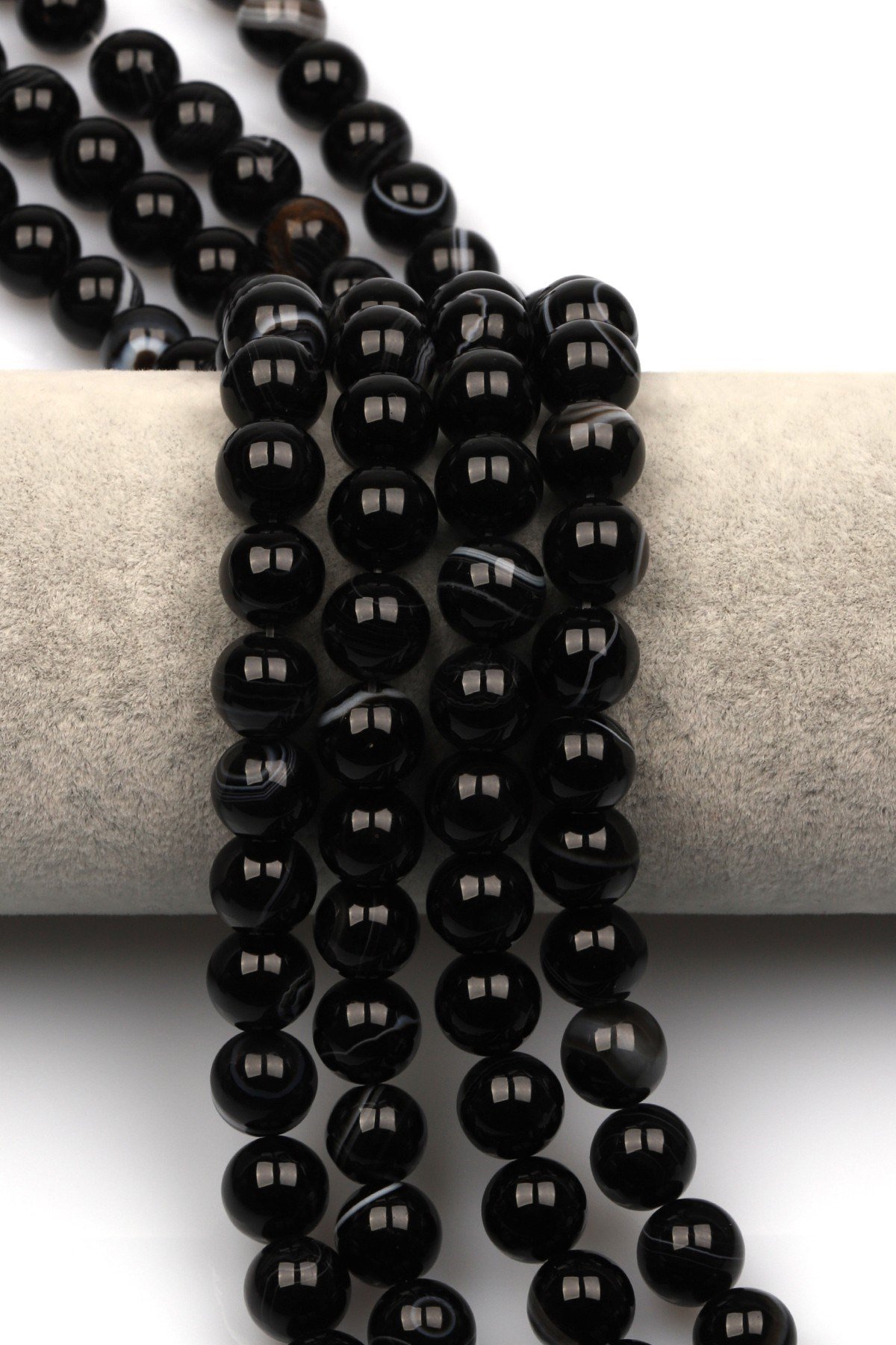 Siyah Akik Doğal Taş Dizi 10 mm Küre Kesim - DZ-0973