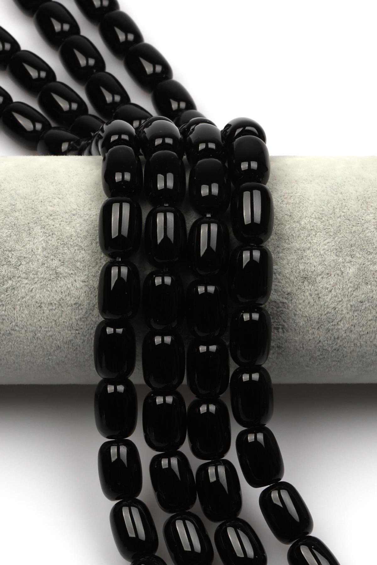 Siyah Akik Doğaltaş Dizi 10 x 14 mm Kapsül Kesim