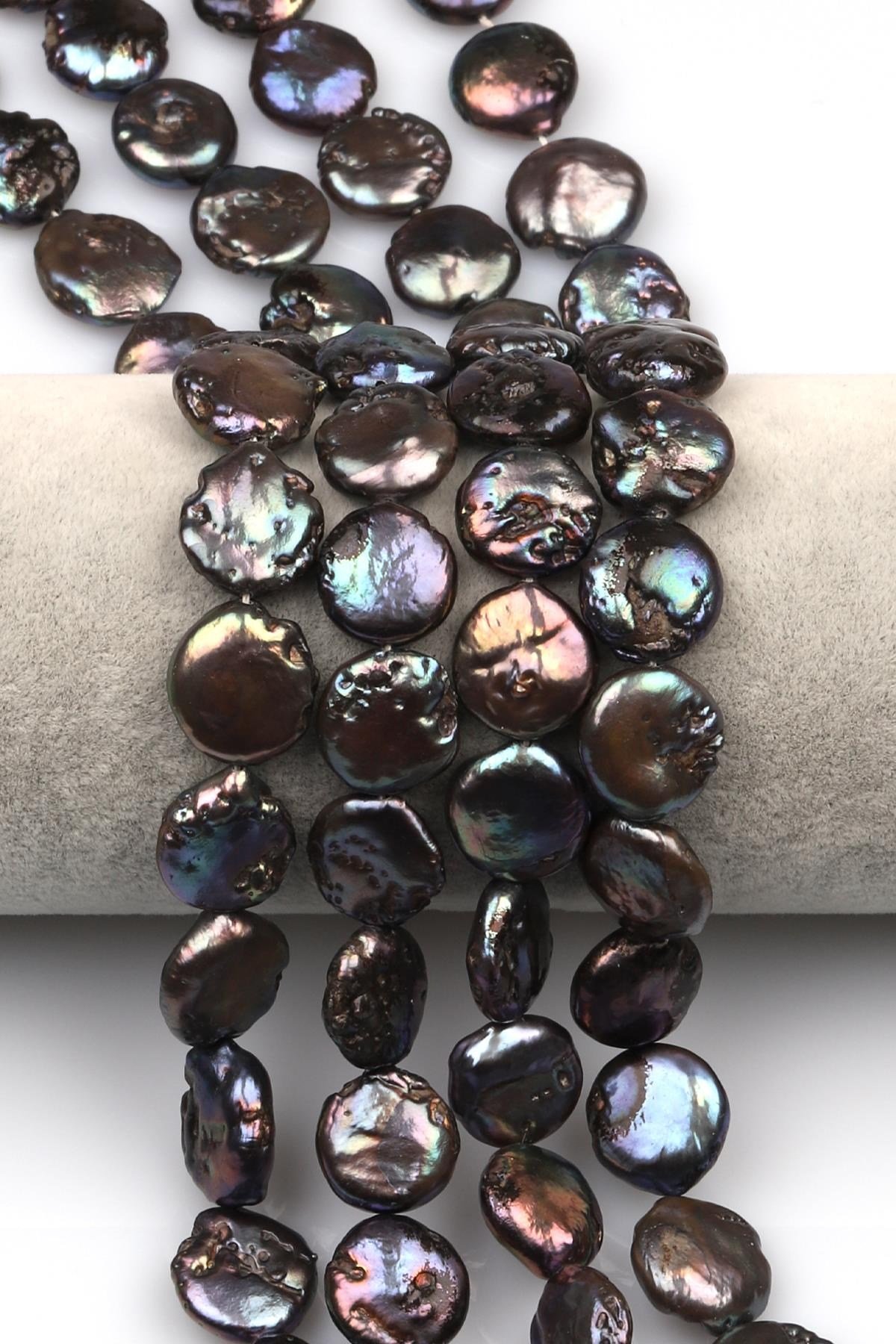 Siyah İnci Doğal Taş Dizi 13 x 14 mm Yuvarlak Kesim