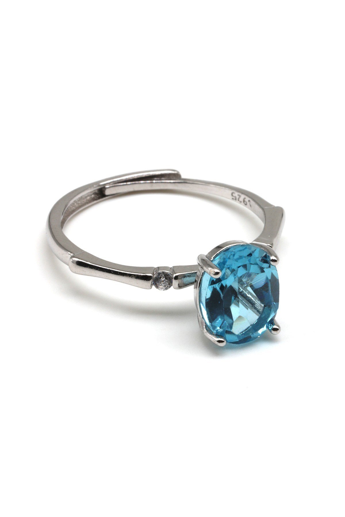 Topaz Doğal Taş 925 Ayar Gümüş Ayarlanabilir Yüzük - YZK-0262