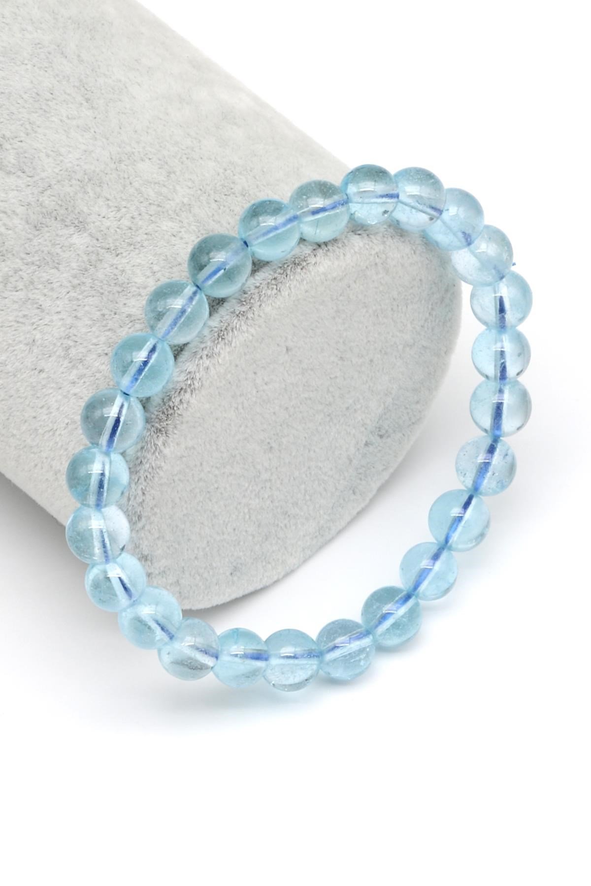 Topaz Doğal Taş Bileklik 7 mm Küre Kesim