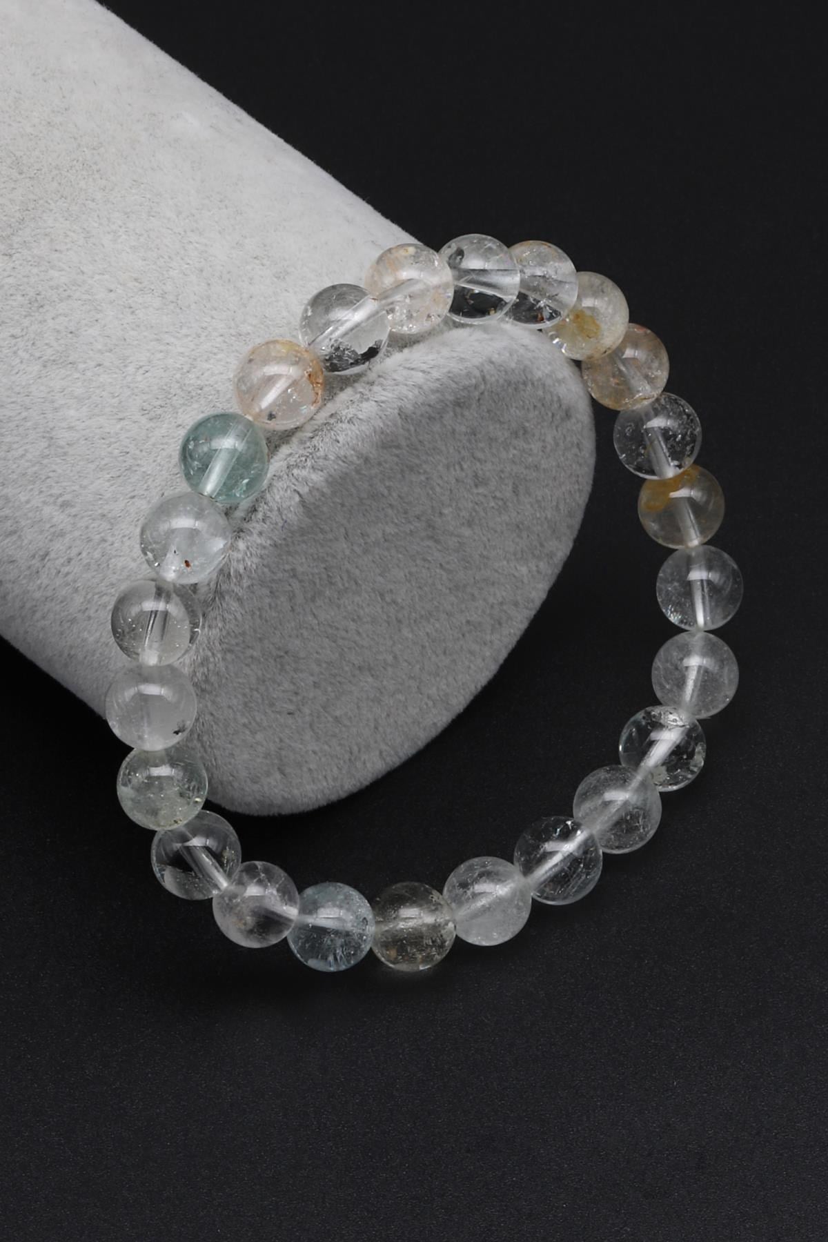 Topaz Doğal Taş Bileklik 8 mm Küre Kesim
