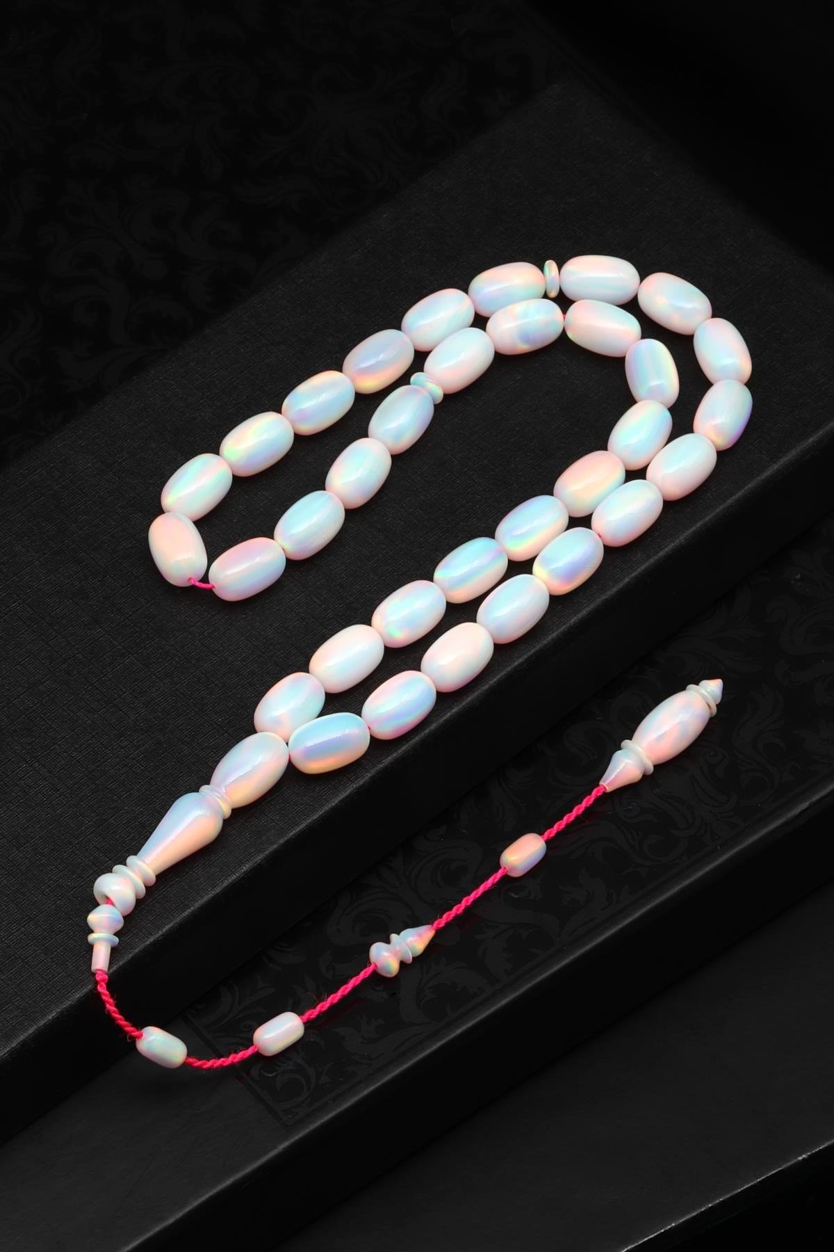 Usta İşçilikli Koleksiyonluk Opal Tesbih 7 x 11 mm Kapsül Kesim