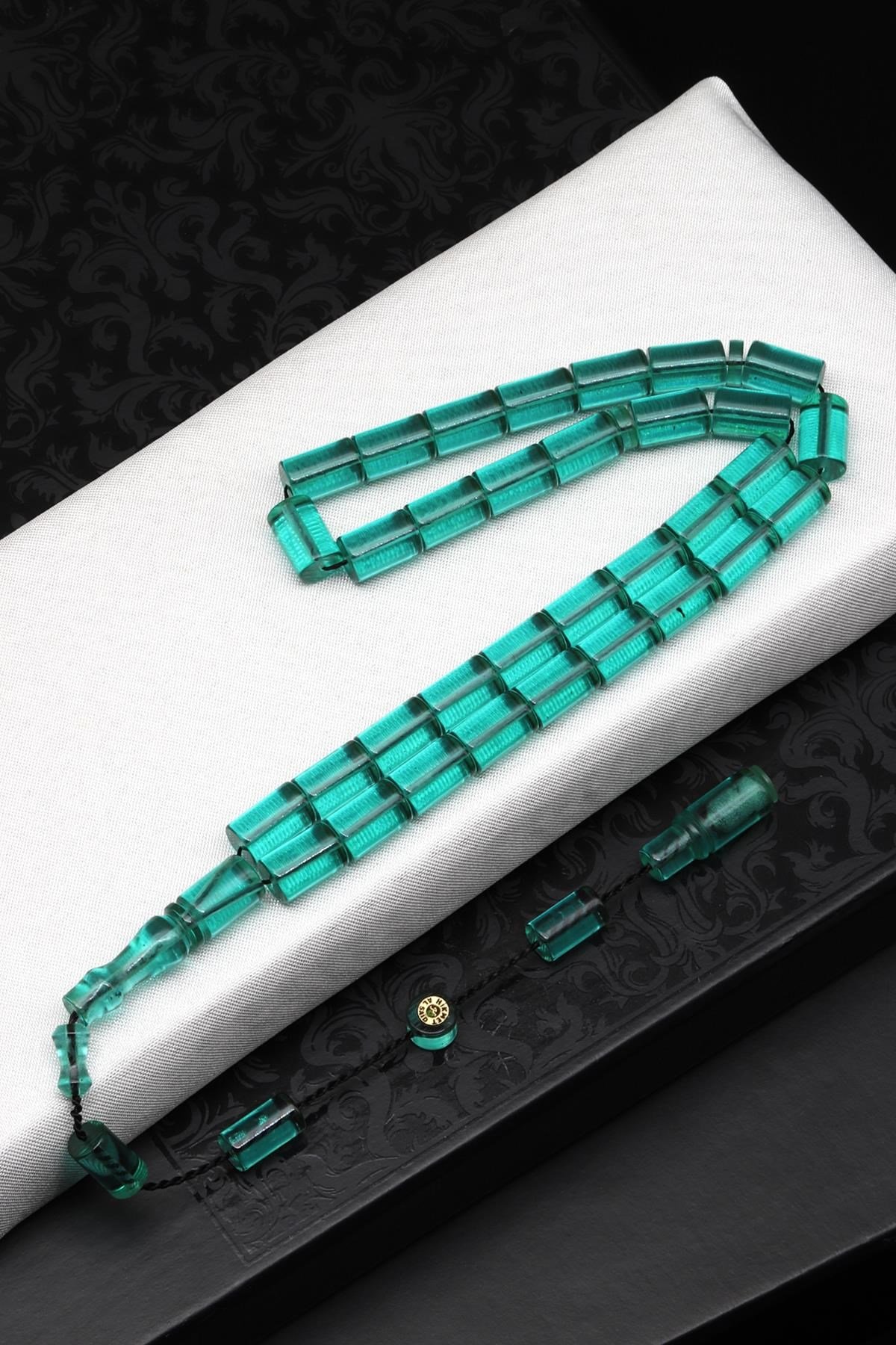 Usta İşçilikli Yeşil Sıkma Tesbih 6 x 10 mm Silindir Kesim