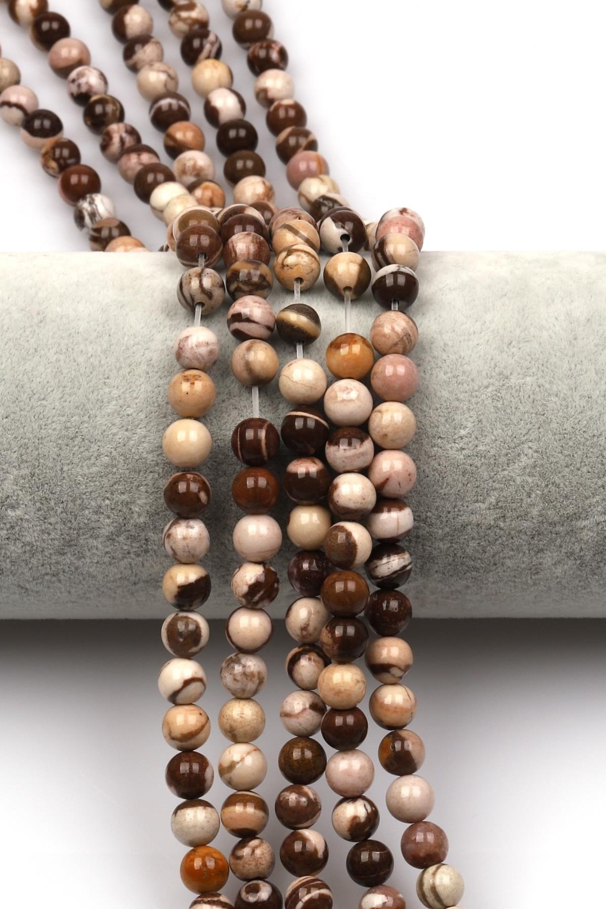 Zebra Jasper Doğal Taş Dizi 6 mm Küre Kesim