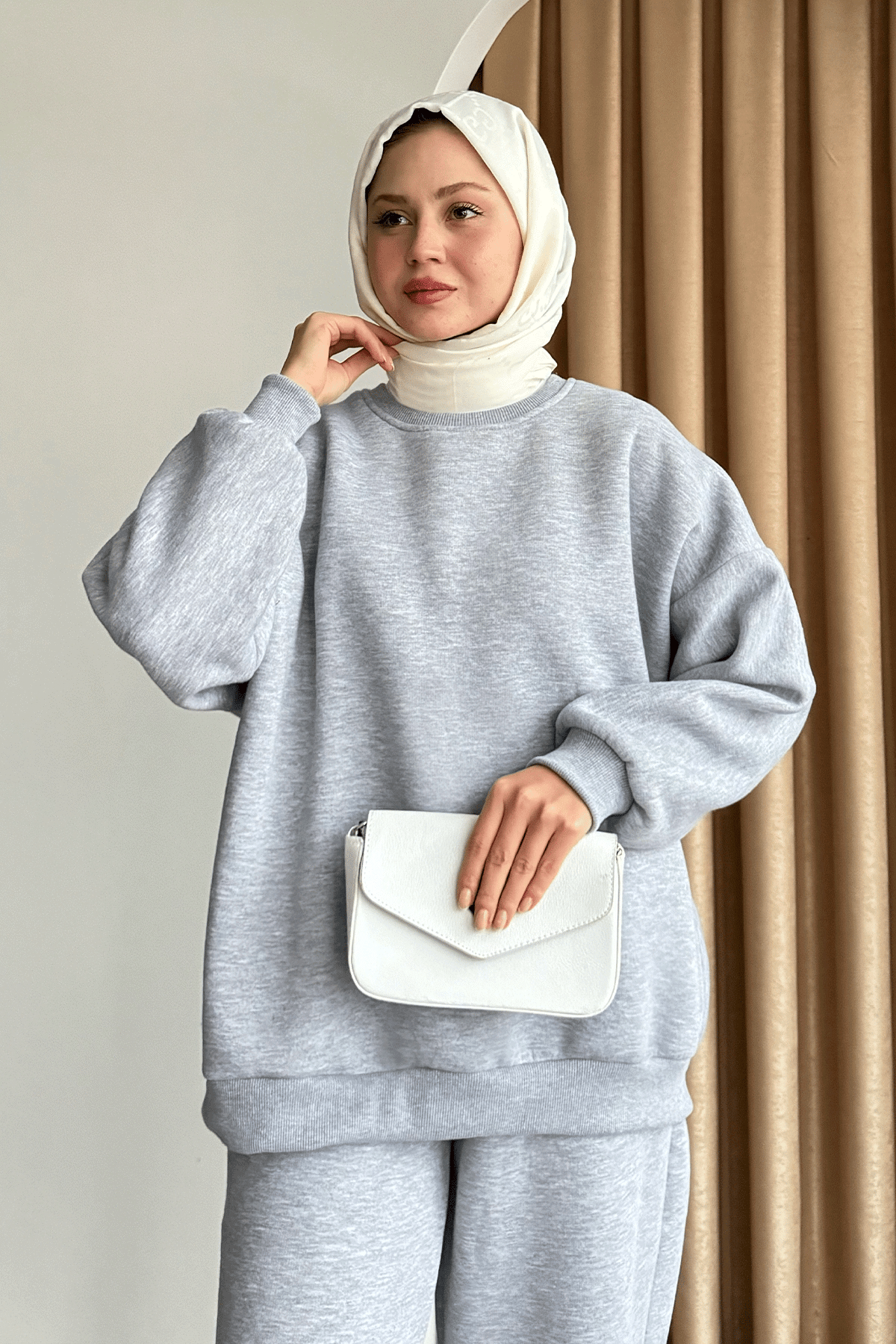 Şardonlu Basic Gri Sweat