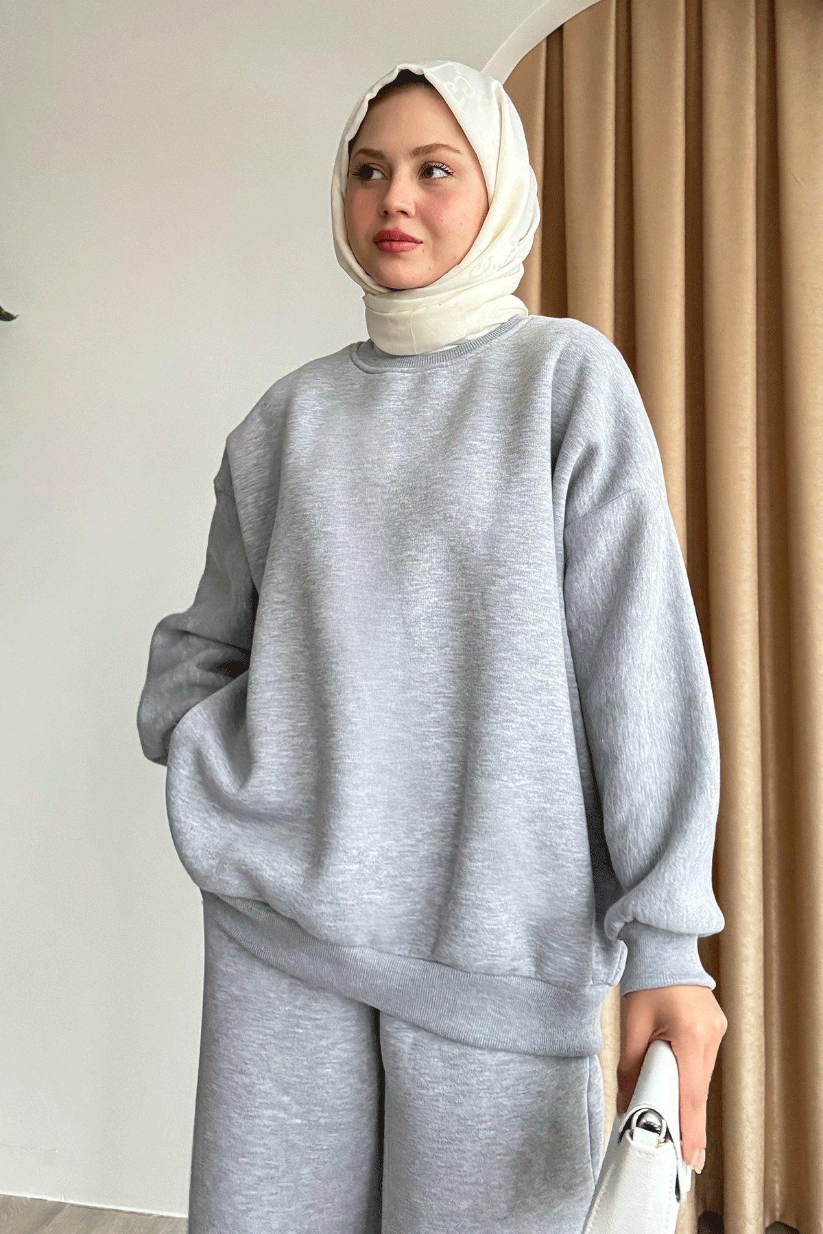 Şardonlu Basic Gri Sweat