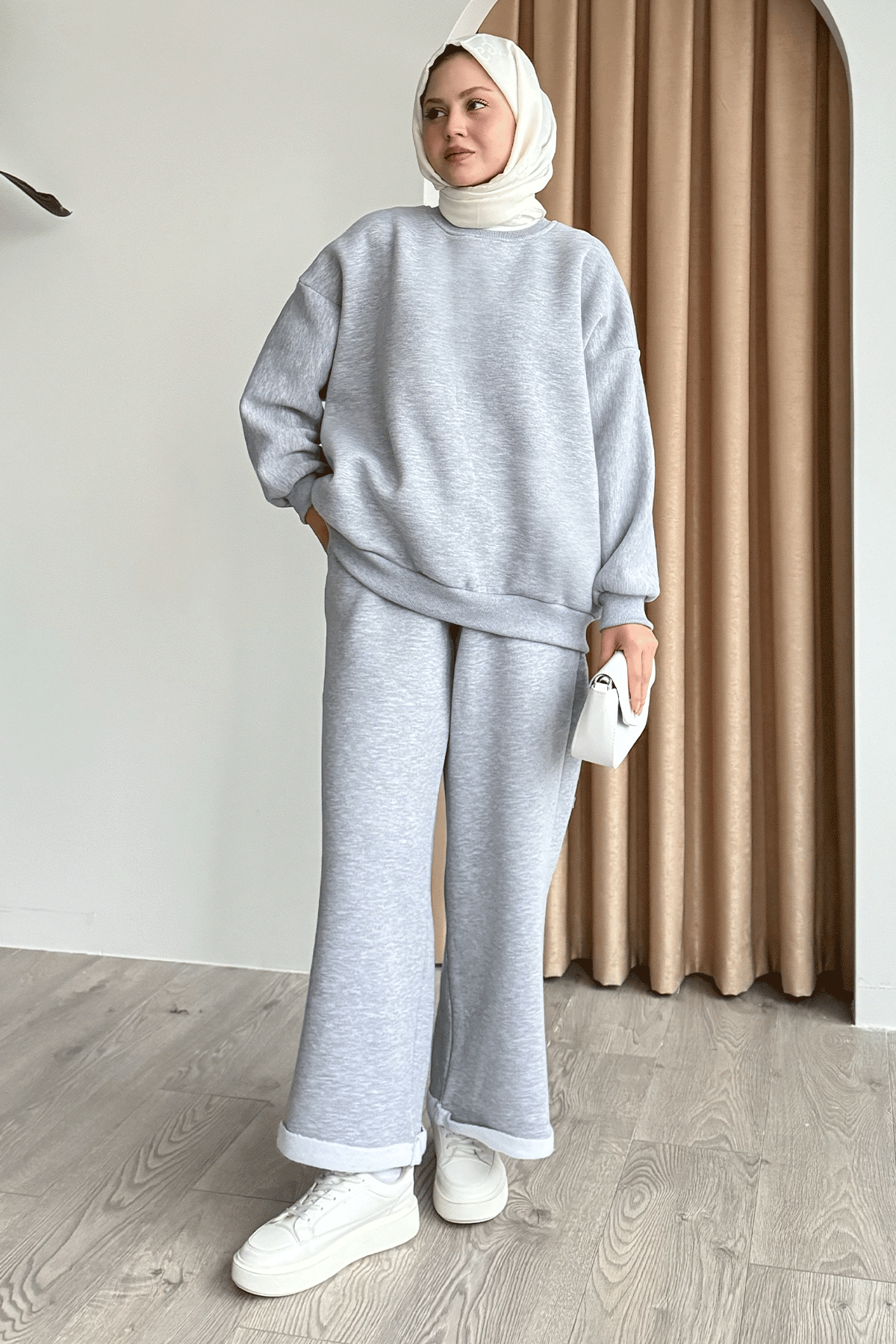 Şardonlu Basic Gri Sweat