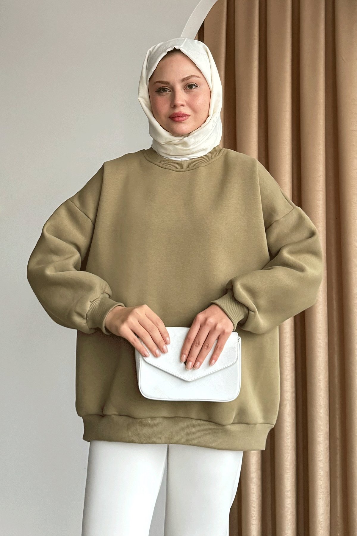 Şardonlu Basic Haki Sweat