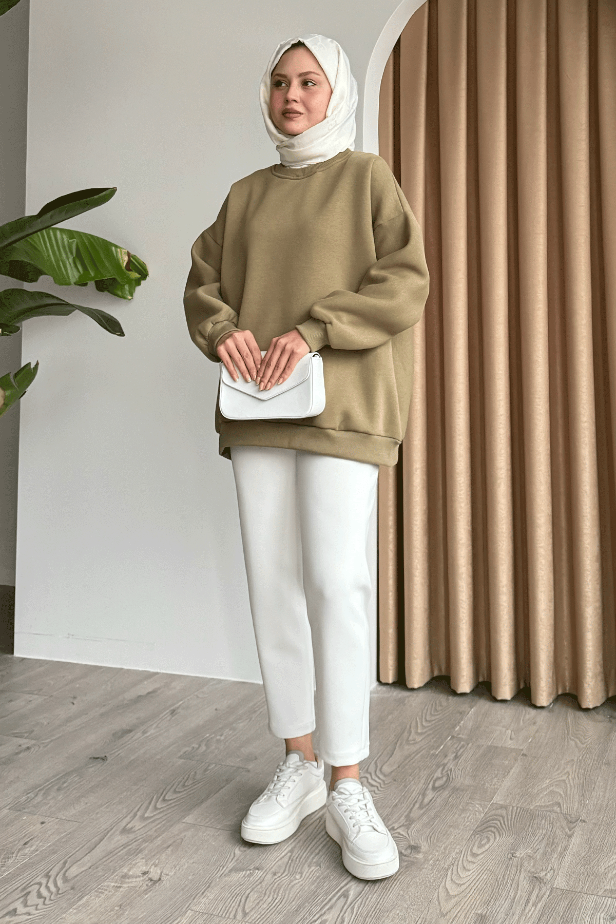 Şardonlu Basic Haki Sweat