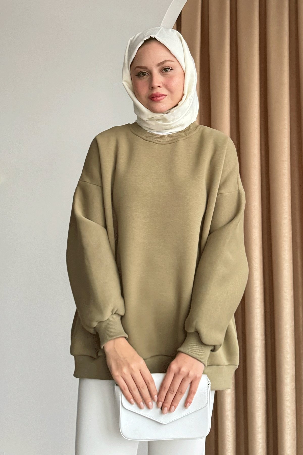 Şardonlu Basic Haki Sweat