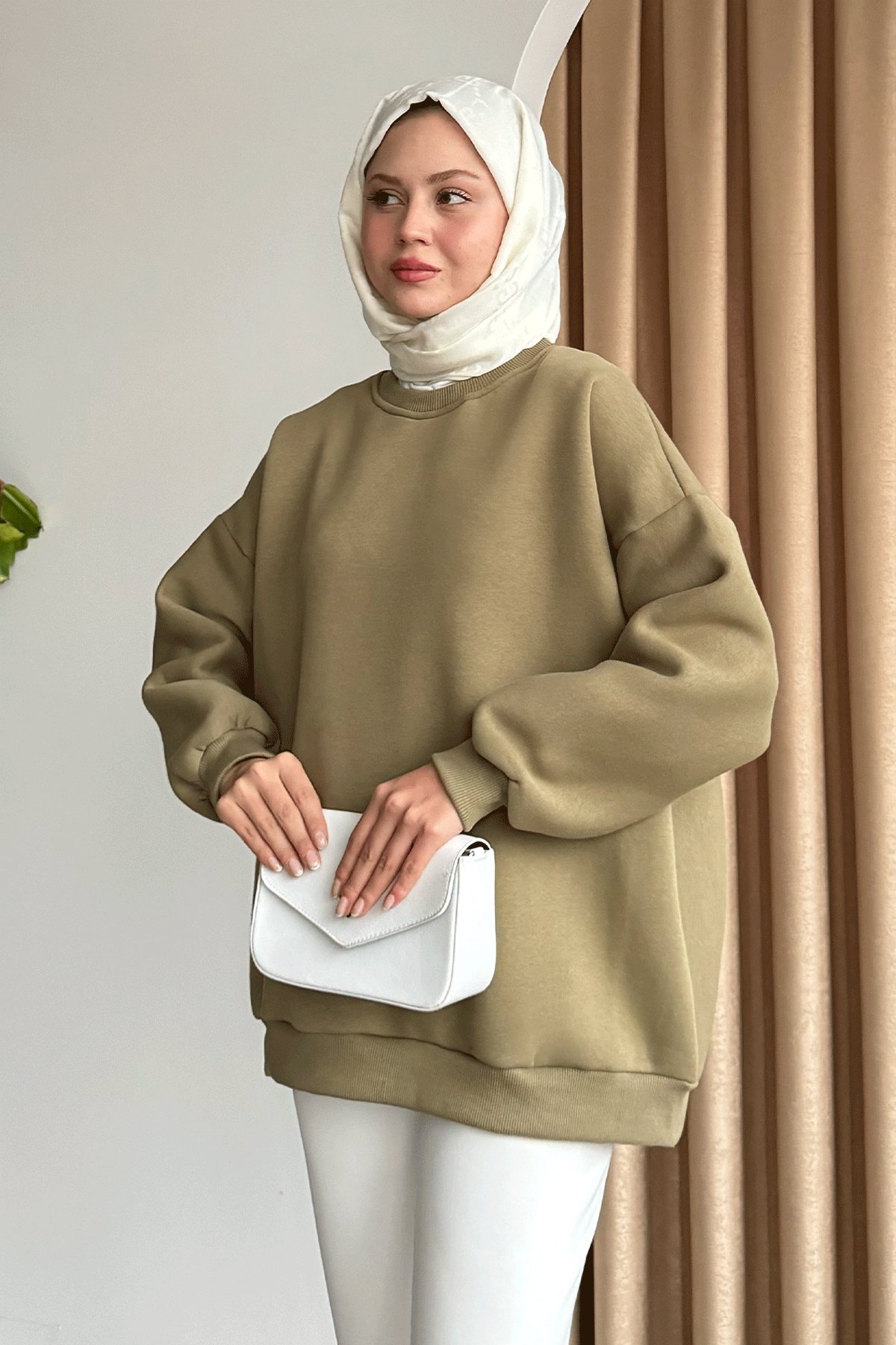 Şardonlu Basic Haki Sweat