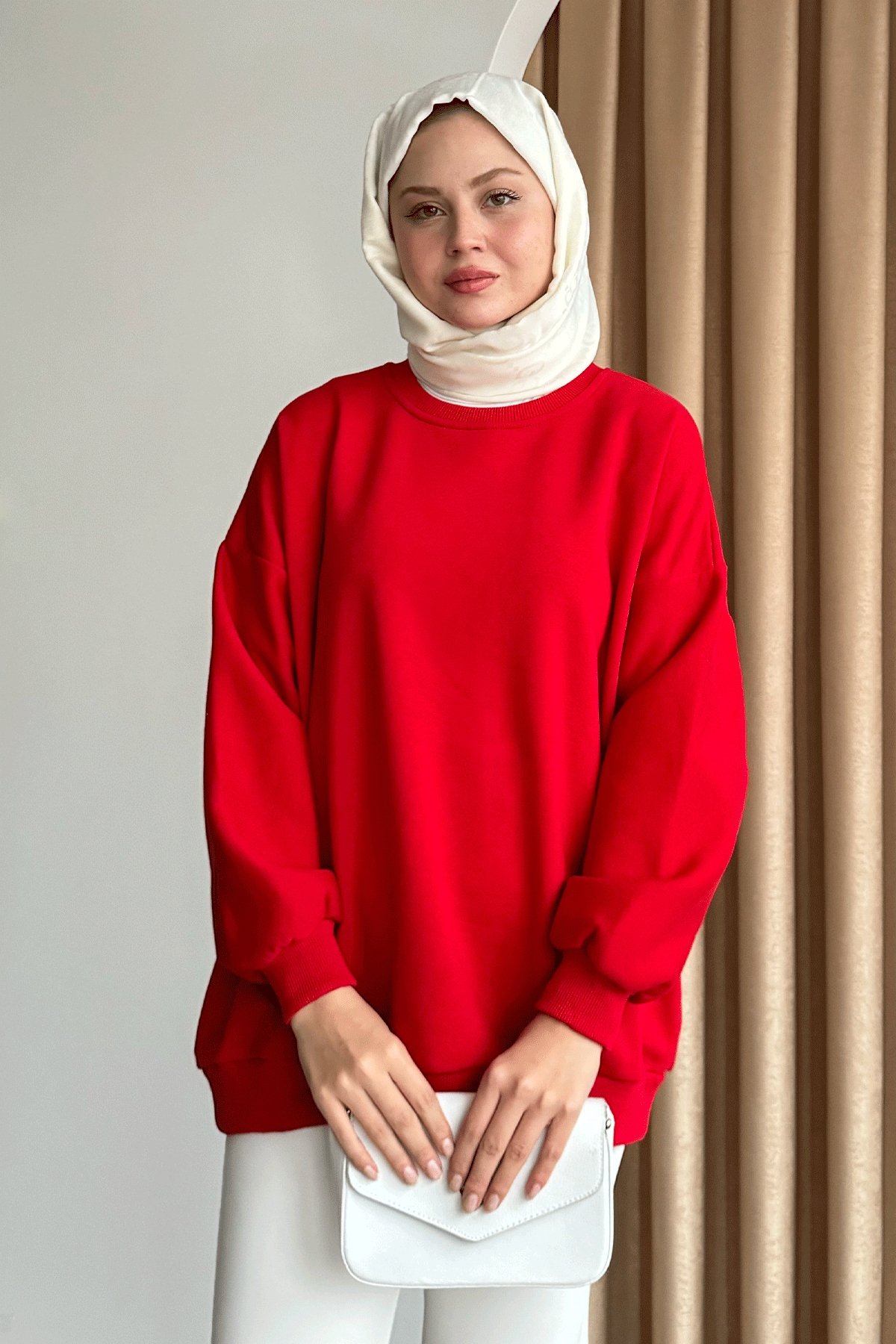 Şardonlu Basic Kırmızı Sweat