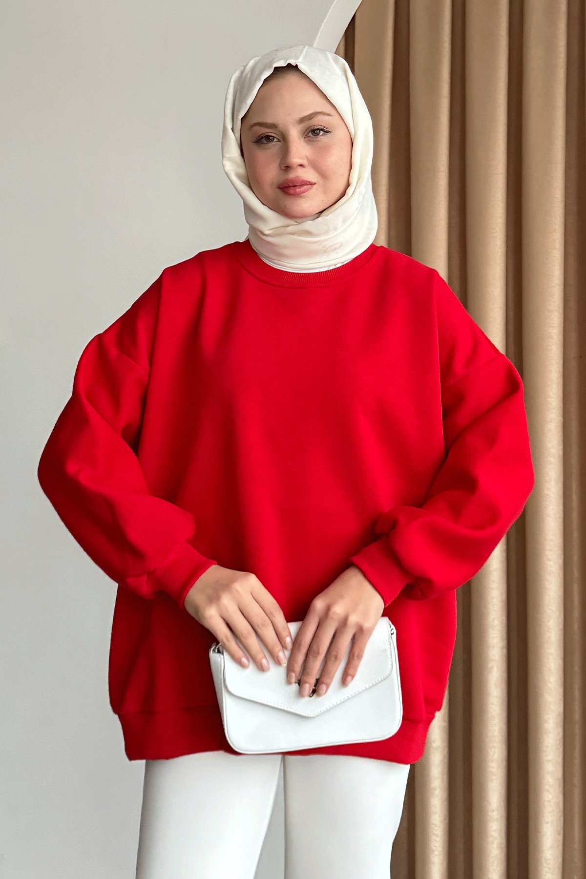 Şardonlu Basic Kırmızı Sweat