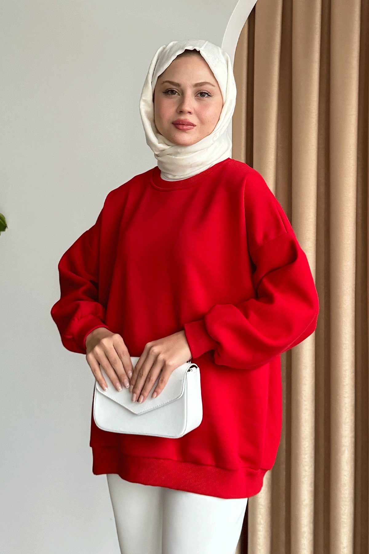 Şardonlu Basic Kırmızı Sweat