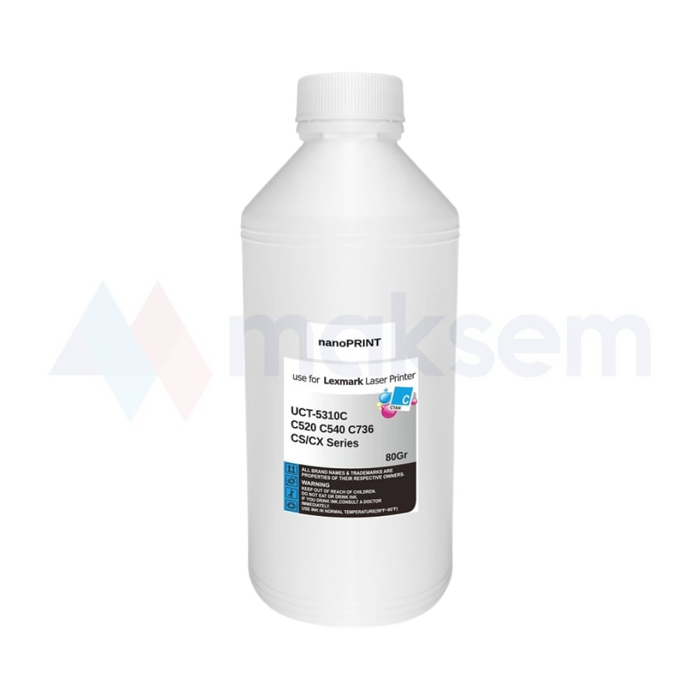 Mavi Toner Tozu 80gr UCT-5310C nanoPRINT, Lexmark C520 C540 C736 CS